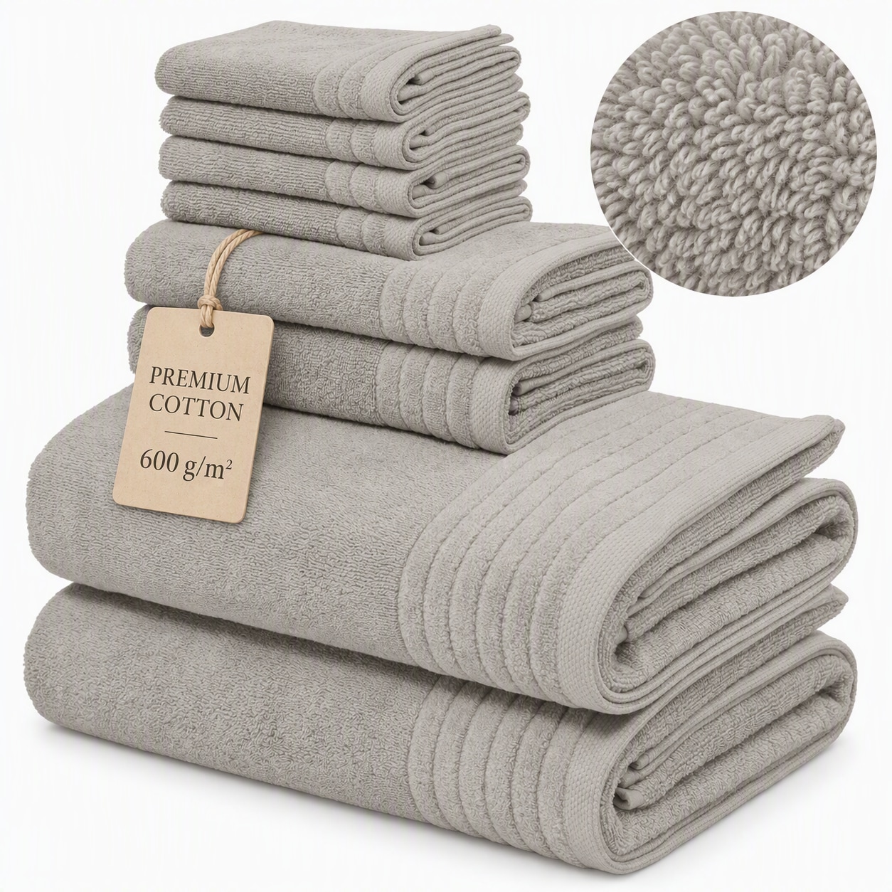 GOODproduct Set de serviettes »Sanremo Premium, Premium Handtücher, 600 gr/m², dicke Qualität« Ensemble 8 cuis Frottee serviettes de douche, serviettes, lingettes, 100% coton, garantie 5 ans
