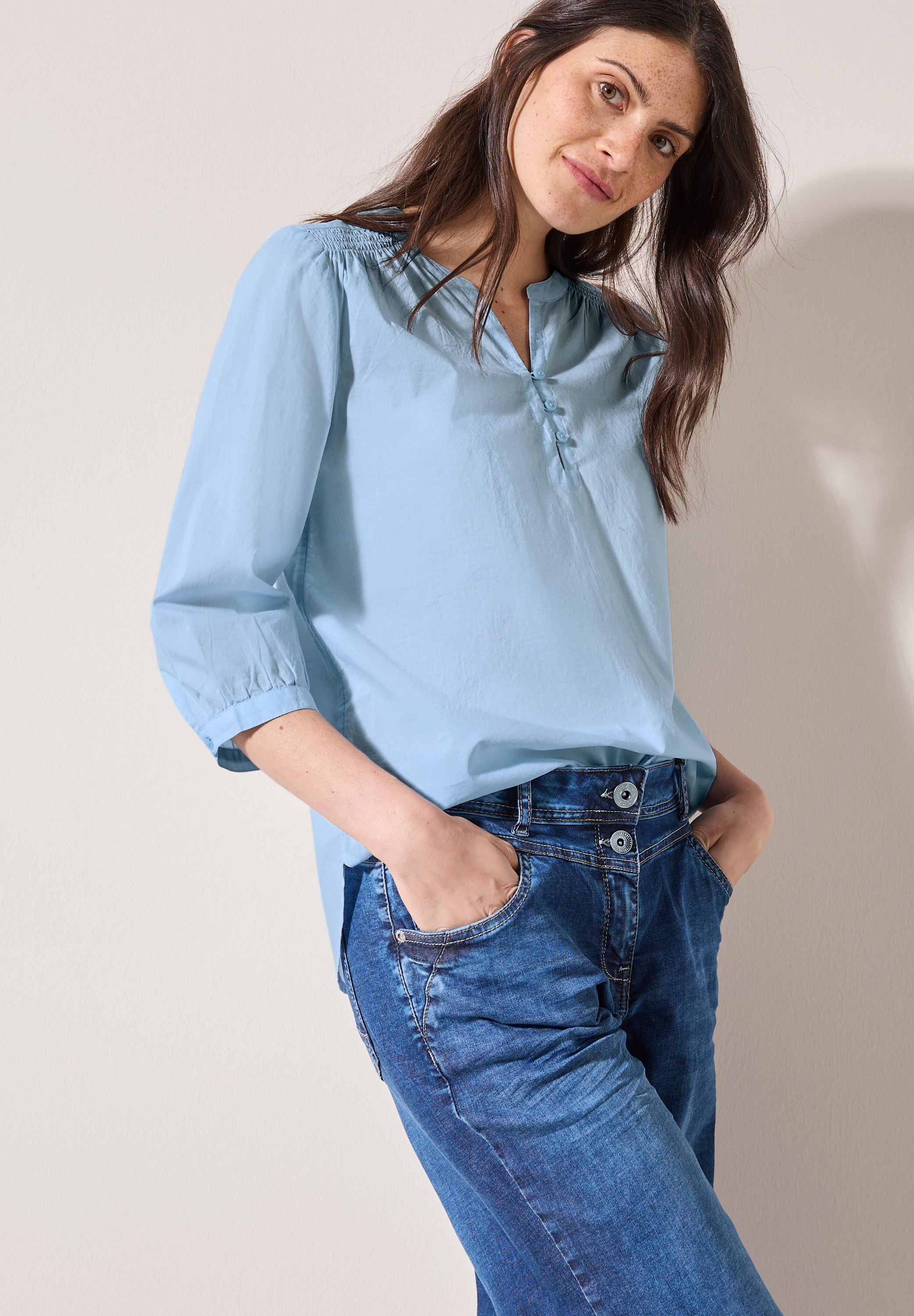 Cecil Klassische Bluse, mit Smock-Detail