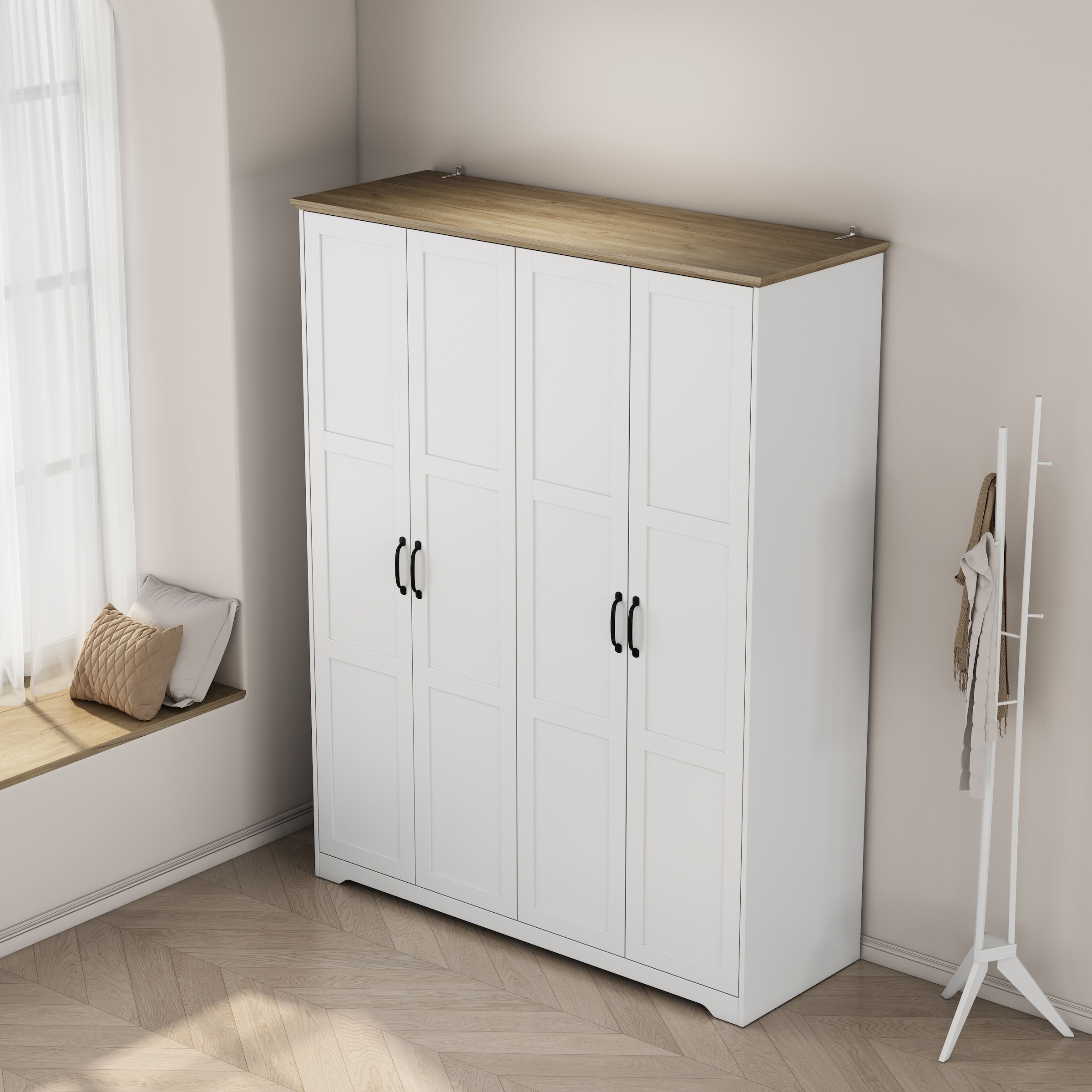 GOODproduct Kleiderschrank »Emmilia Schrank Schlafzimmerschrank im Landhaus Design« Mit vielen Einlegeböden und Softclose Türen,  Landhaus Schrank mit  4 Türen Breite 151,1cm Höhe 2m
