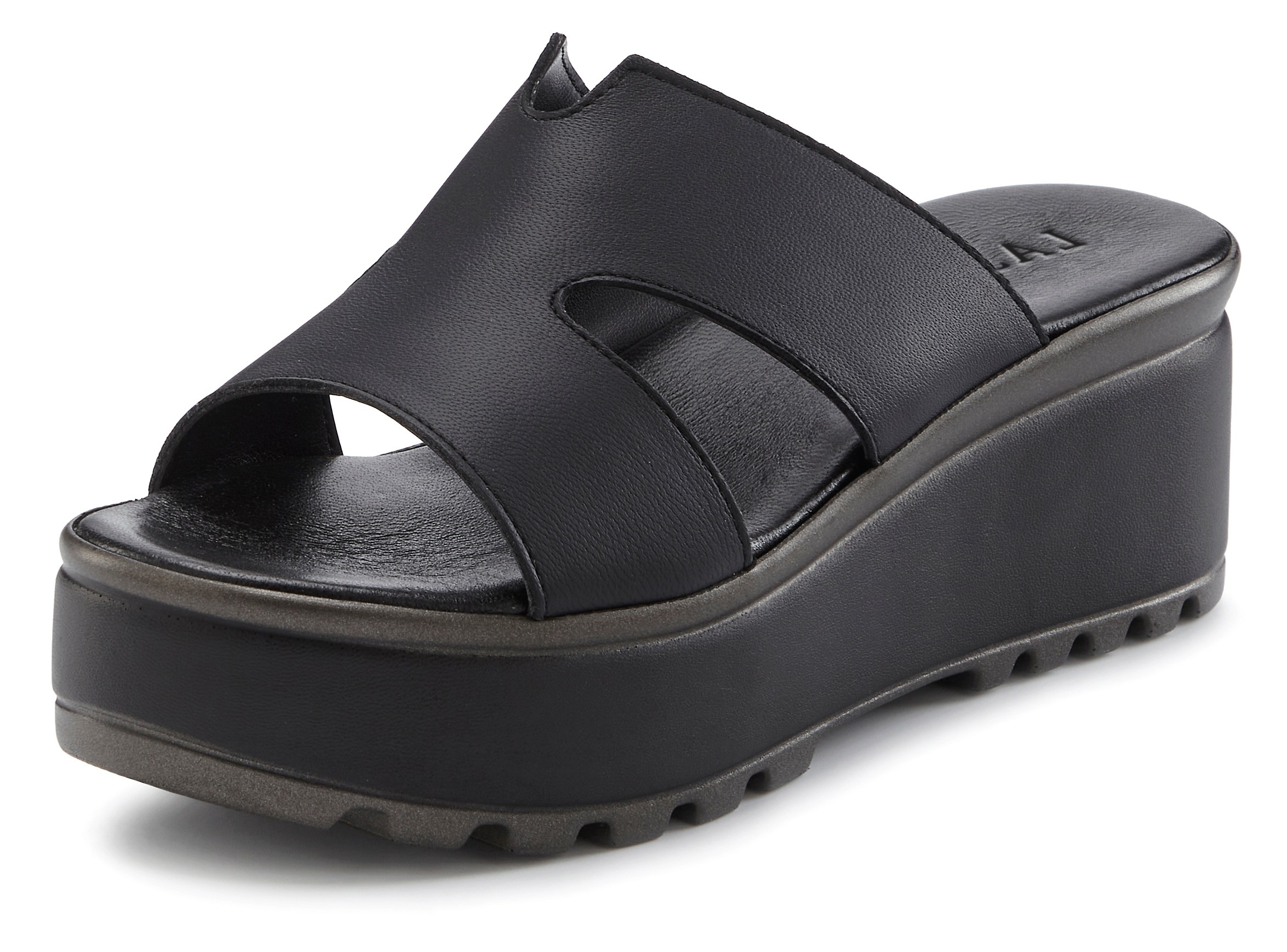 LASCANA Pantolette »Sandale, Sommerschuh, Mule«  aus Leder mit Keilabsatz