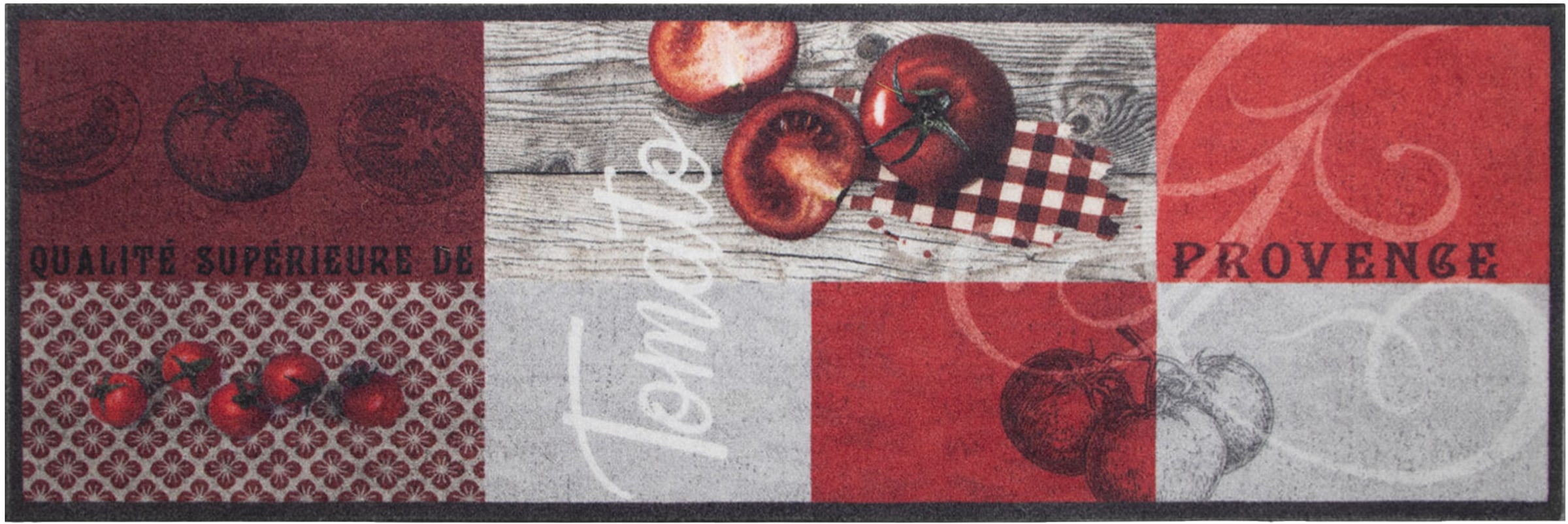Image of Primaflor-Ideen in Textil Küchenläufer "TOMATO, Made in Belgium" rechteckig 6,5 mm Höhe Motiv Tomaten, mit Schriftzug, rutschhemmend, waschbar, Küche