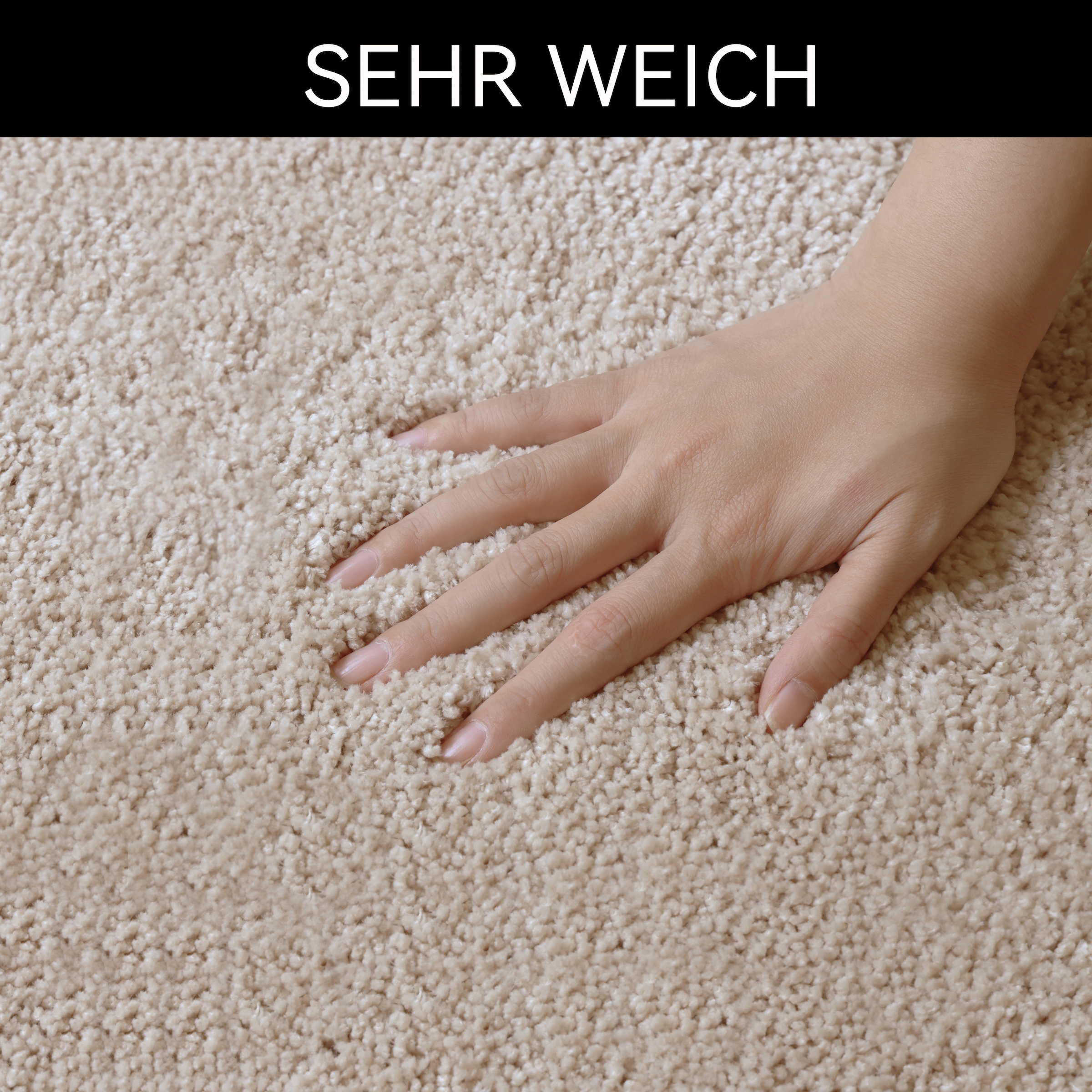 GOODproduct Tapis de bain »Sanremo mit Rahmen, Badvorleger, Badezimmer, sehr weich, Hoch-Tief« Höhe 25 mm revêtement antidérapant Séchage rapide | compatible chauffage au sol Tapis de bain uni, rectangulaire, disponible en set de 3 pièces