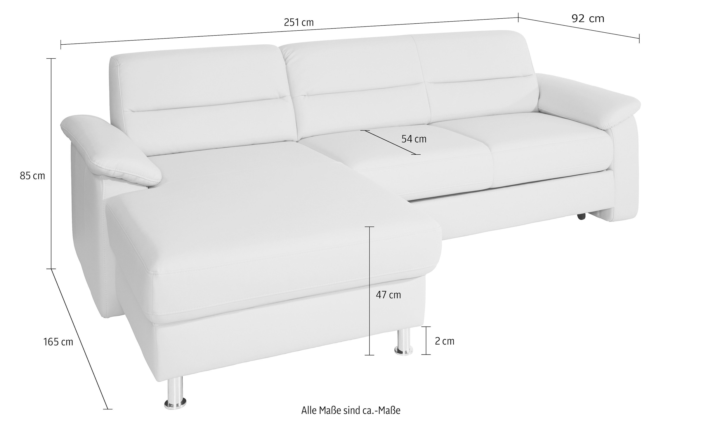 sit&more Ecksofa »Ascara L-Form« inklusive Boxspring/Federkern-Polsterung, wahlweise mit Bettfunktion
