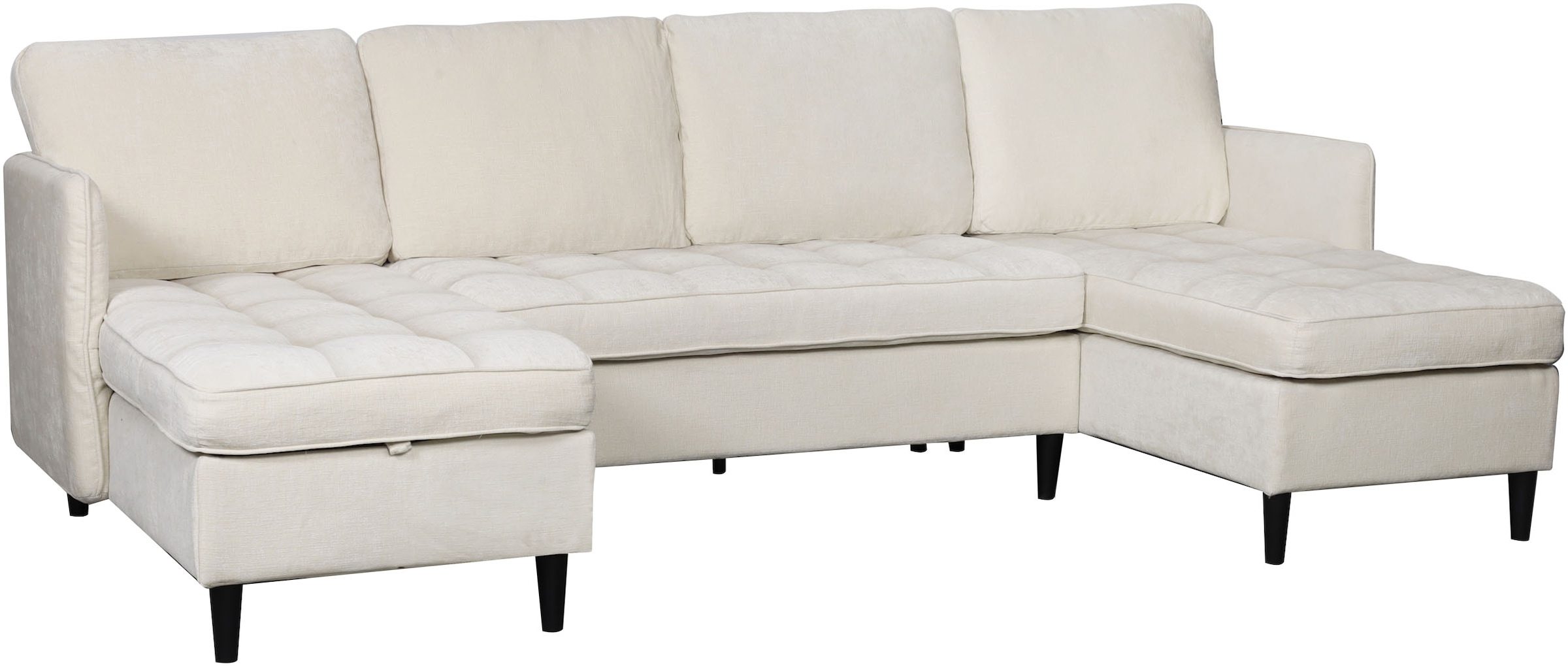 Dorel Home Wohnlandschaft »LINDHUS, Chenille, Modulsofa, verschiedene Stellvarianten« Breite als U-Form (254cm) mit Verbindern fixierbar, Recamiere,Stauraum