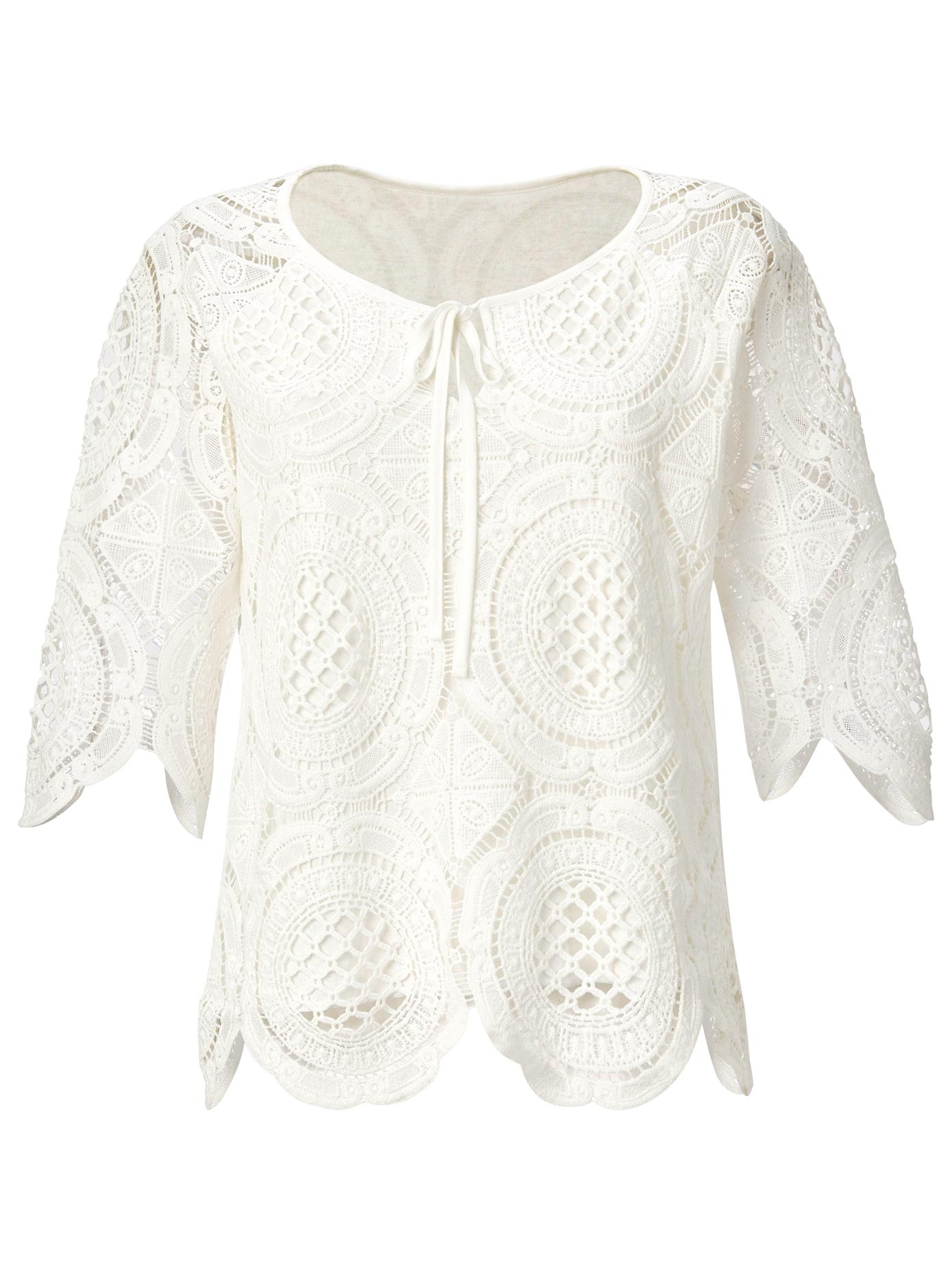 Bluse in transparenter Häkel-Optik