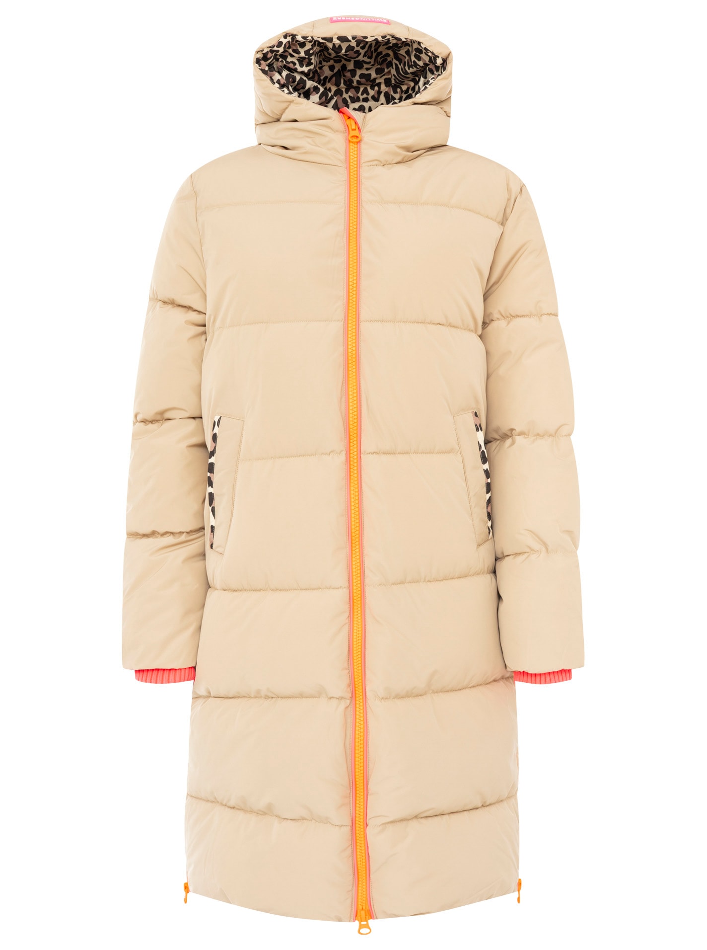 Zwillingsherz Manteau matelassé »„Leo Kapuze“« capuche avec doublure léopard, fermeture éclair, poches, poignets élastiques