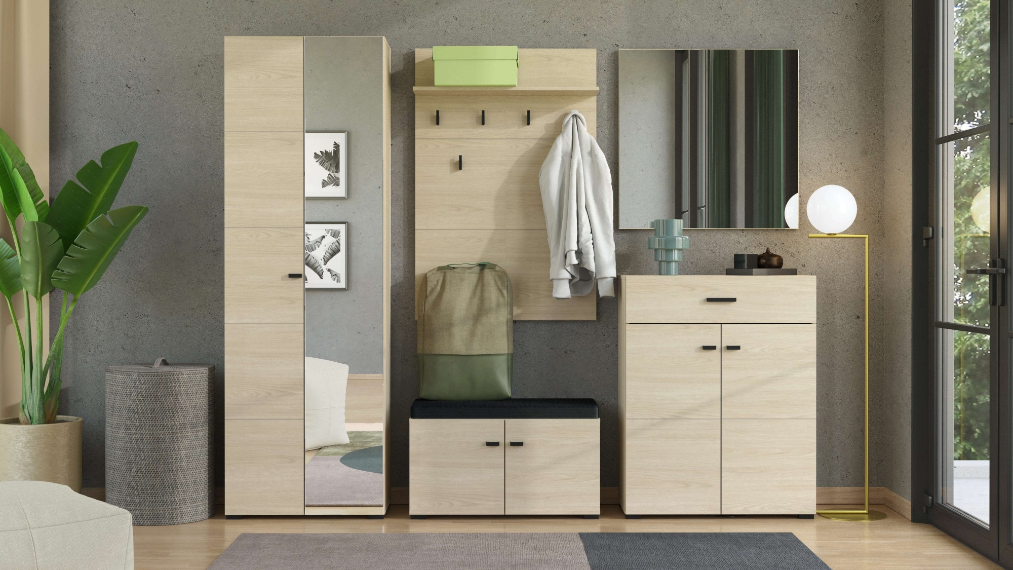 Home affaire Banc à chaussures »Rathlin, Schuhschrank, Schuhregal, Schuhtruhe, Schuhkommode, Sitzbank« mit abnehmbarem Sitzkissen, zwei Türen (dahinter zwei Fächer)