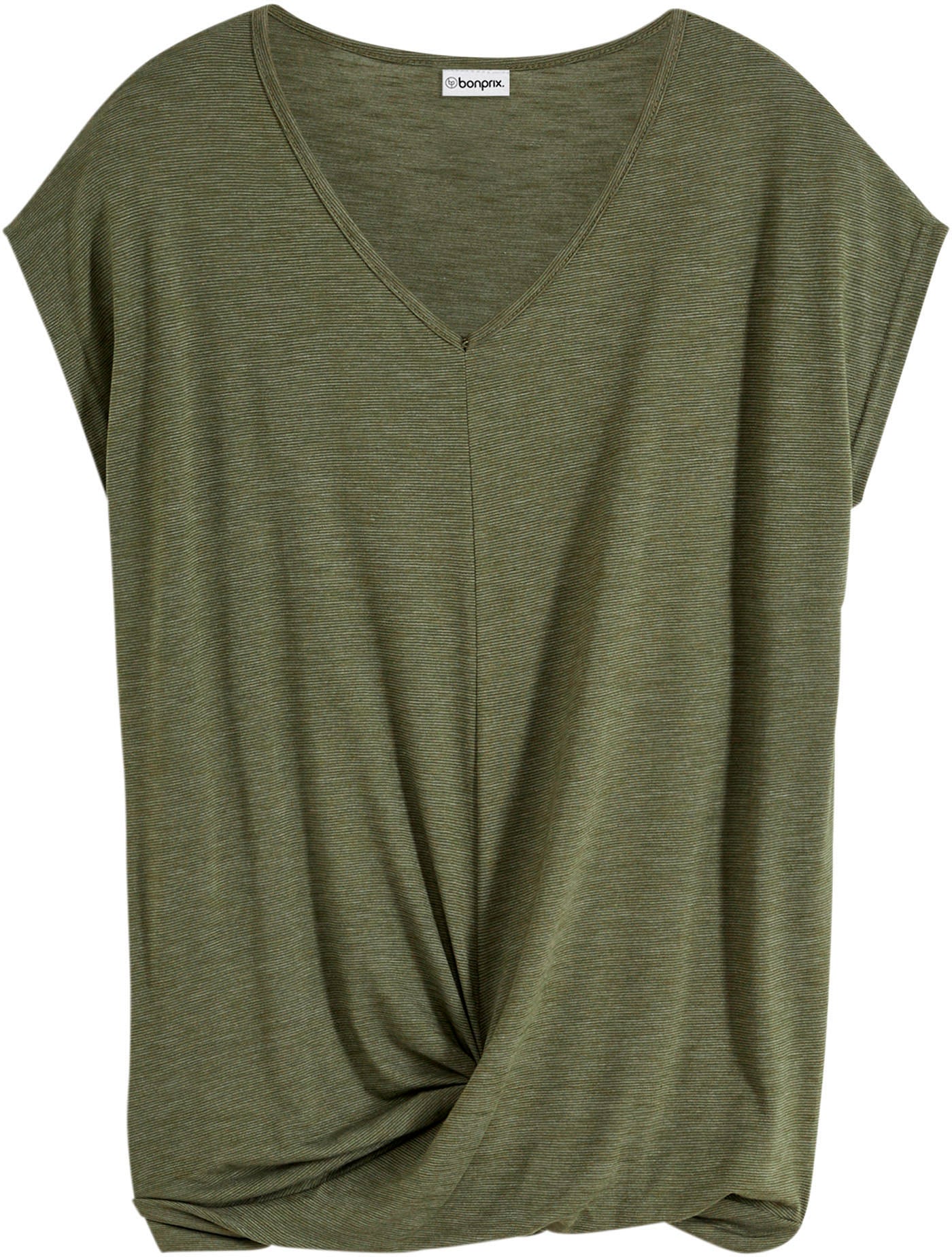 bonprix T-shirt »Shirt aus Viskose-Mix« bequeme Passform, mit Fledermausärmeln, mit V-Ausschnitt