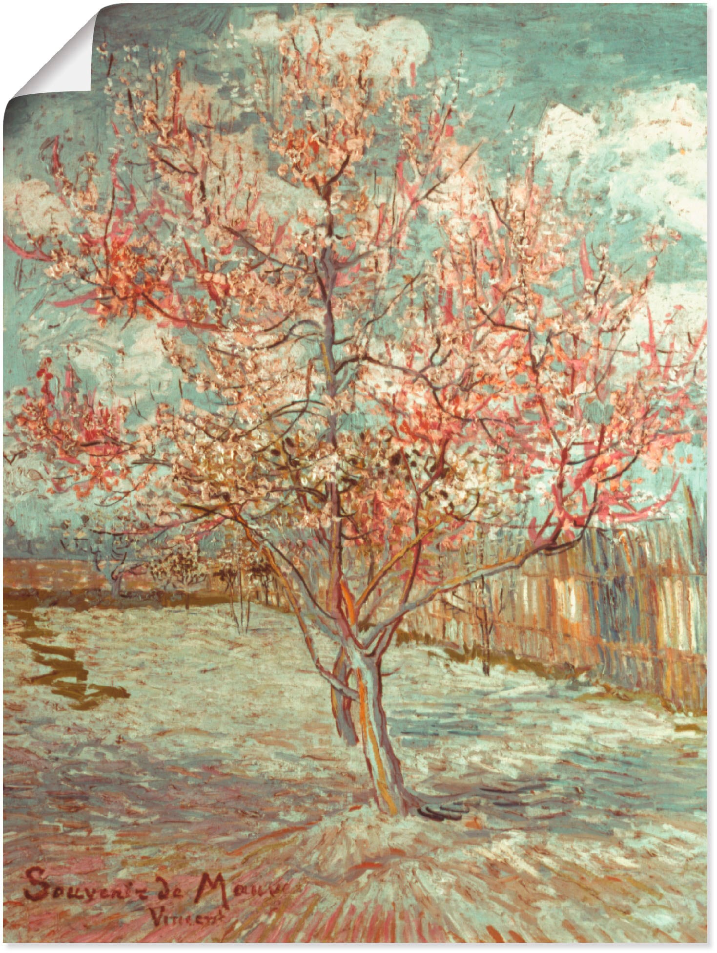 Wandbild »Blühender Pfirsichbaum, 1888«, Wiesen & Bäume, (1 St.), als Alubild,...