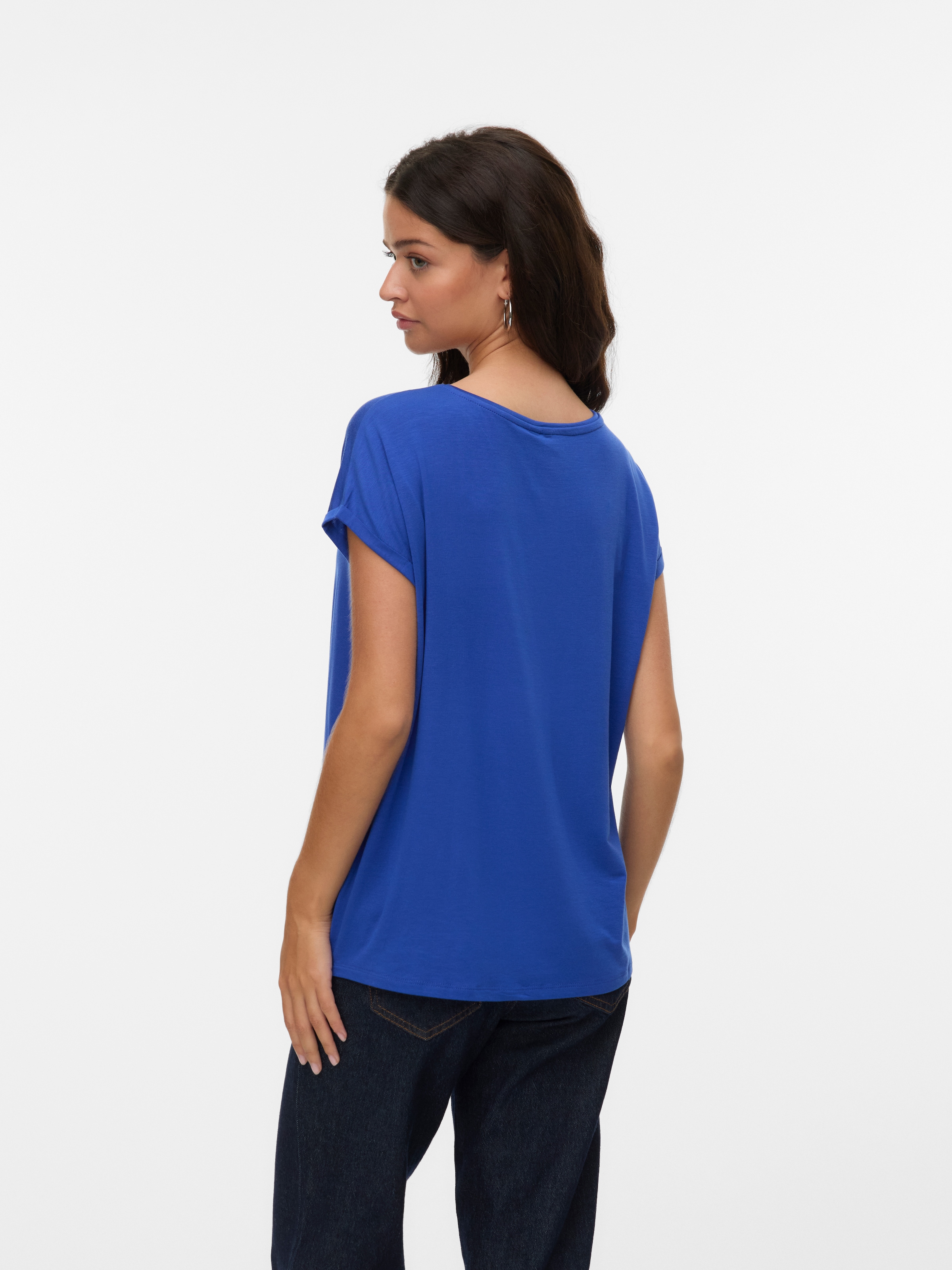 Vero Moda Shirt à col rond »VMAVA PLAIN SS TOP GAJRS NOOS« Materialmix, regular fit