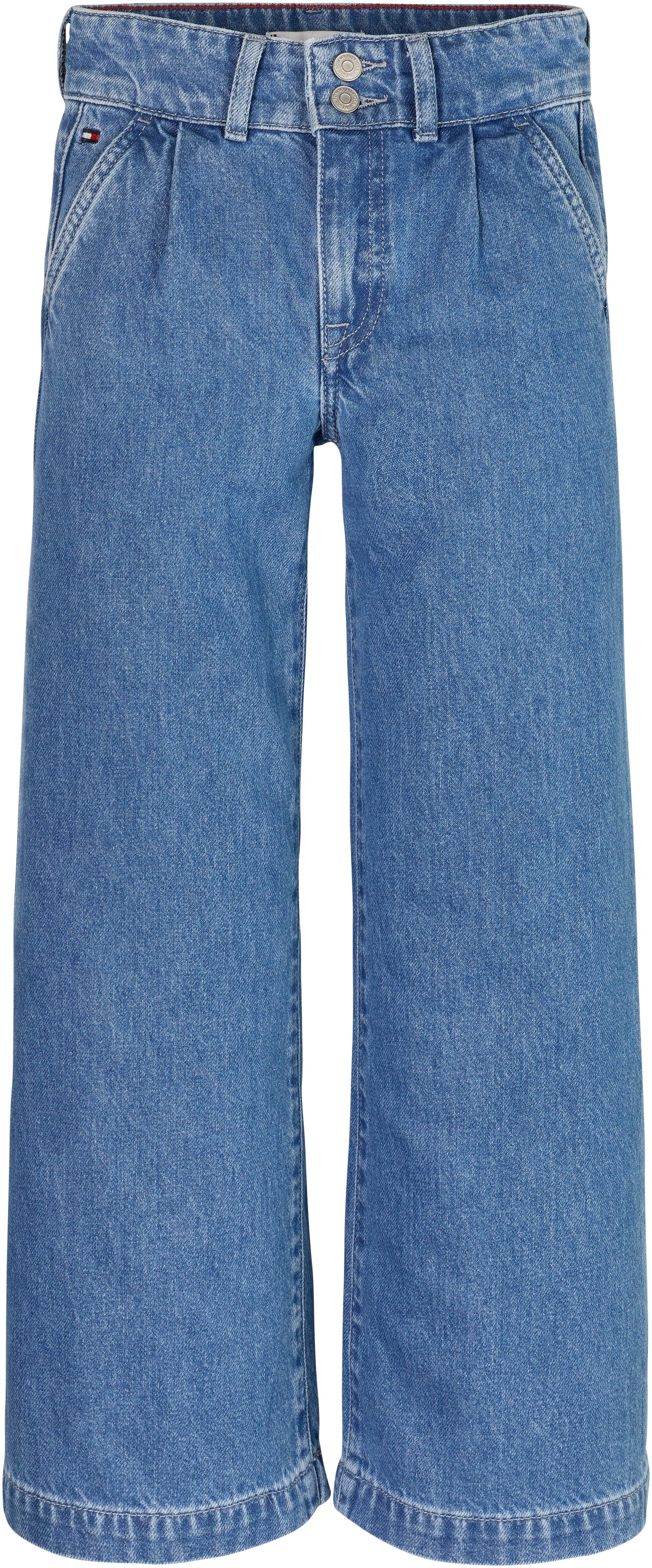 Tommy Hilfiger Weite Jeans »WIDE PLEATED DENIM PANT«, mit Leder-Brandlabel am hinteren Bundabschluss