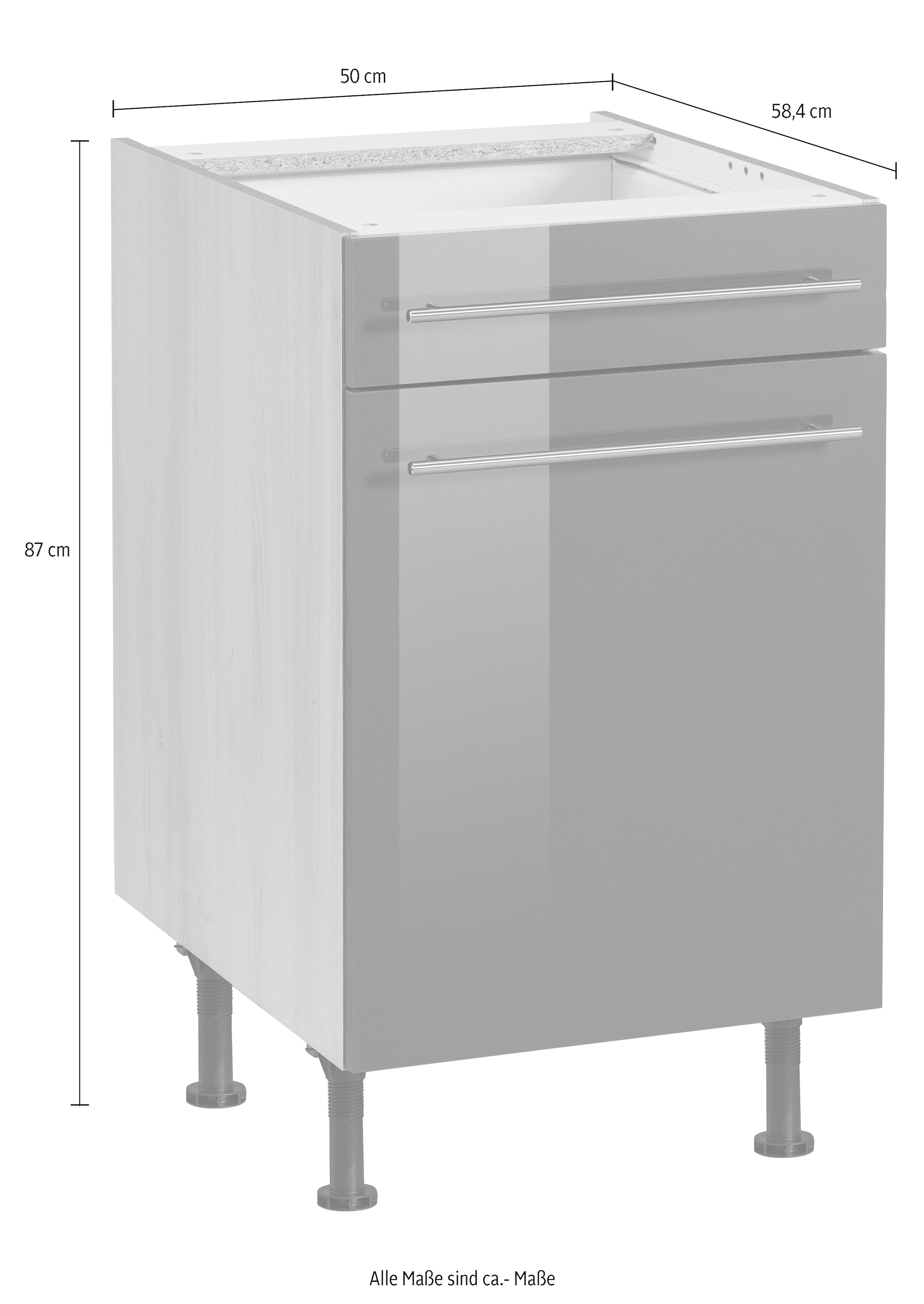 OPTIFIT Unterschrank »Bern«, 50 cm breit, mit Tür und Schubkasten, höhenverstellbare Füsse