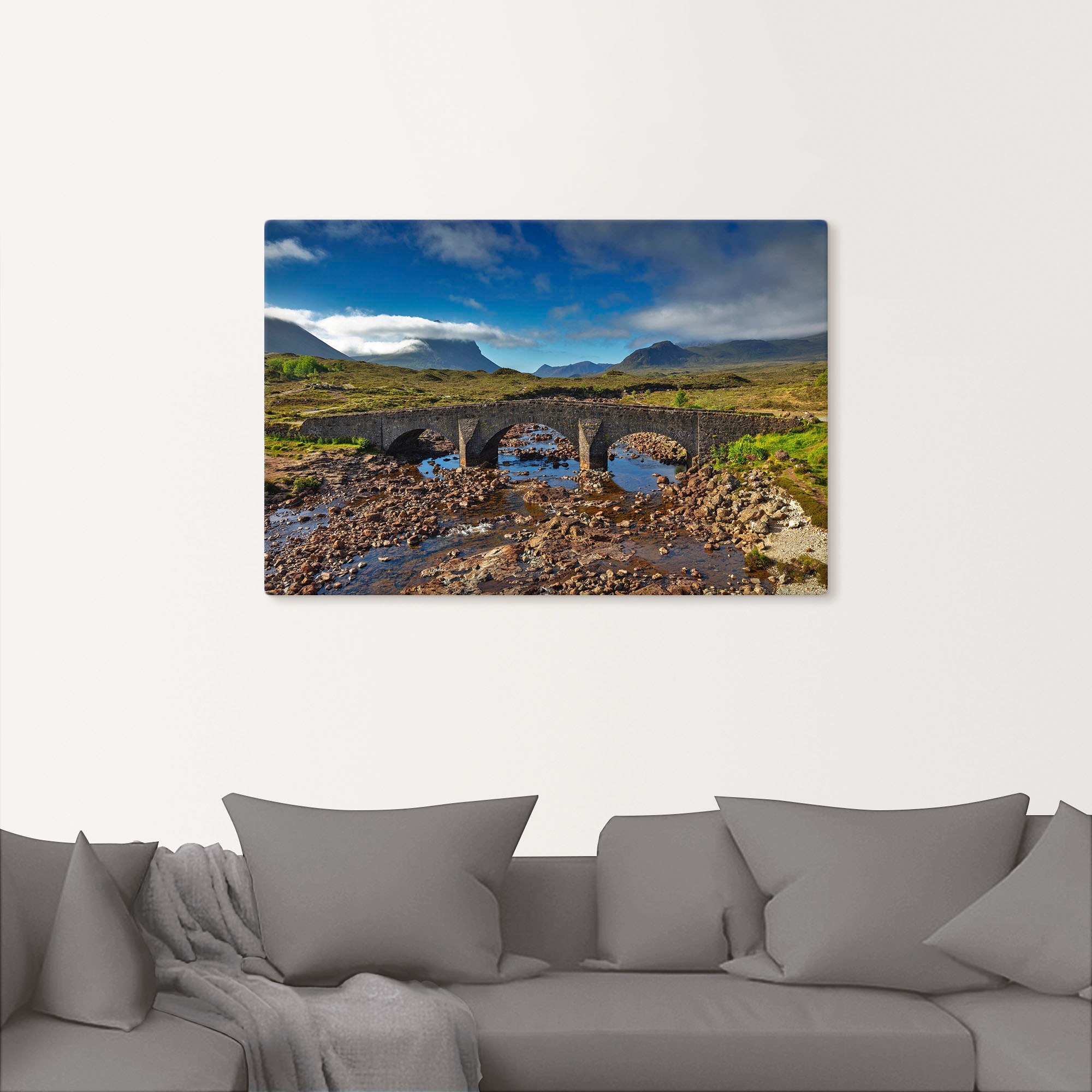 Artland Wandbild »Alte Steinbrücke Sligachan Cuillin Berge«, Brücken, (1 St.),  als Alubild, Leinwandbild, Wandaufkleber oder Poster in versch. Grössen  günstig kaufen