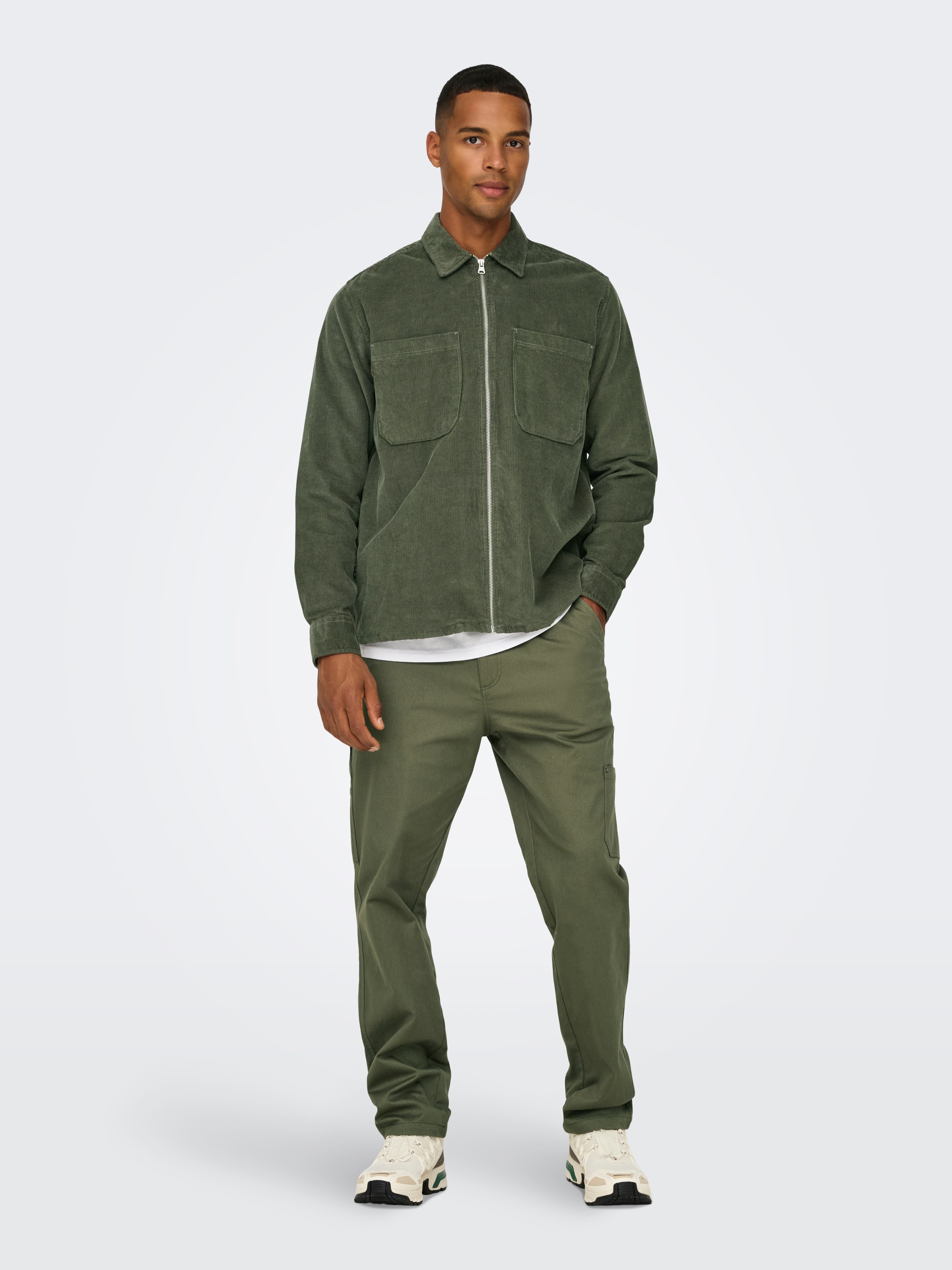 ONLY & SONS Langarmhemd »ONSALP 14W RLX 2PKT WASHD CORD LS ZIP«