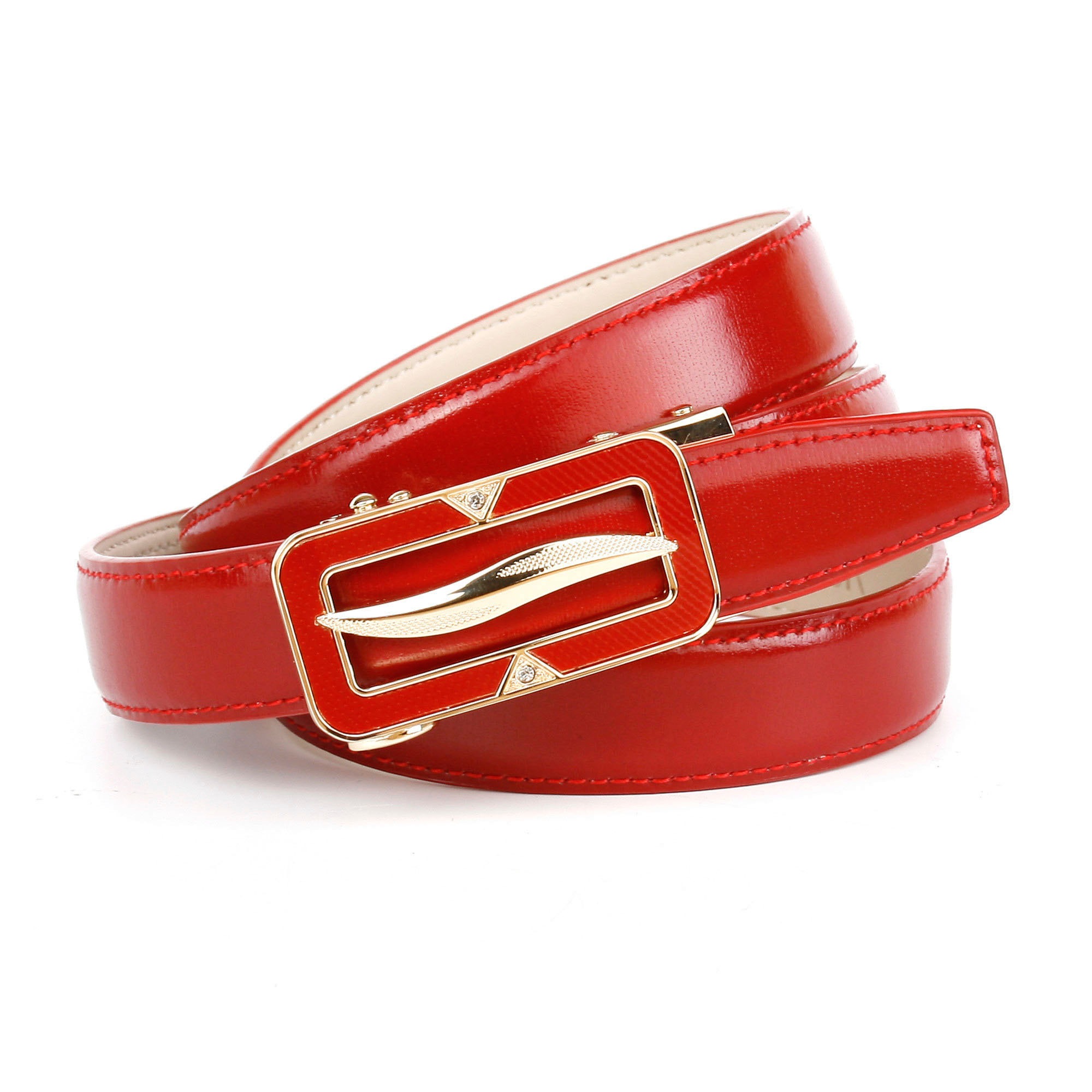 Image of Anthoni Crown Ledergürtel, Schmaler Lackledergürtel in dunkelrot bei Ackermann Versand Schweiz