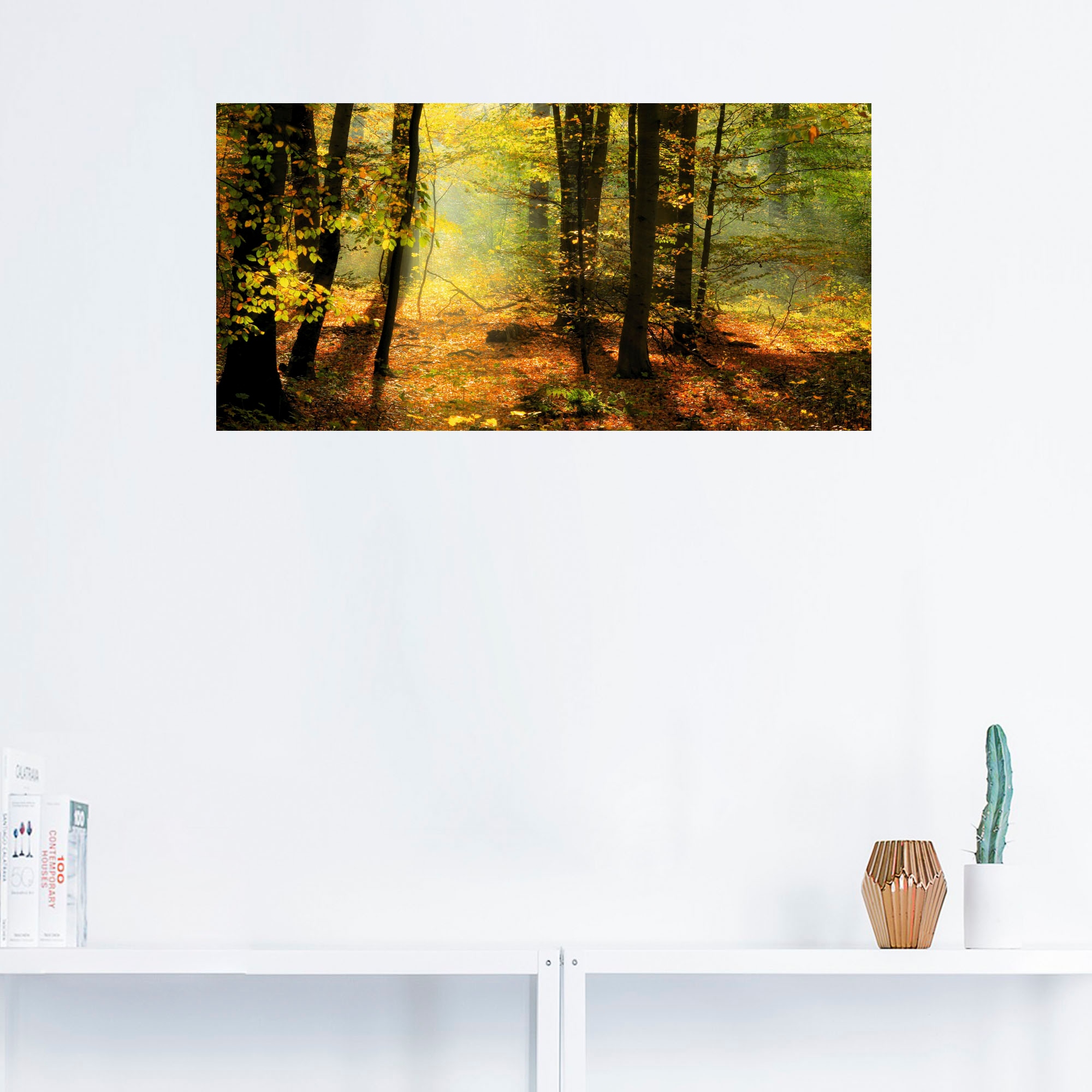 Artland Wandbild »Herbstlicht im Wald«, Wald, (1 St.), als Leinwandbild, Poster, Wandaufkleber in verschied. Grössen