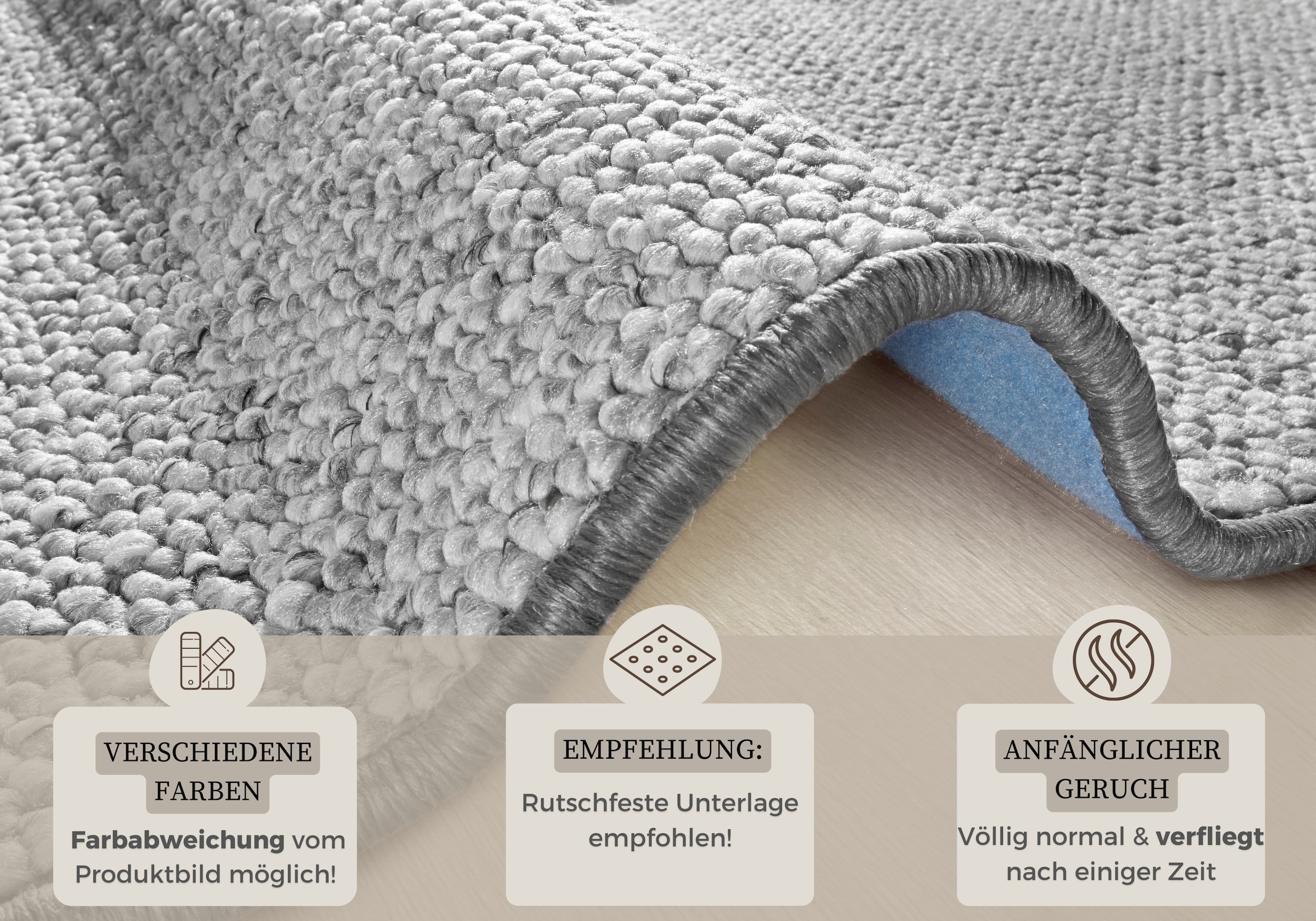 HANSE Home Teppich »Wolly 2«, rund, 12 mm Höhe, Flachgewebe, Skandi, Woll-Optik, Esszimmer, Wohnzimmer, Flur