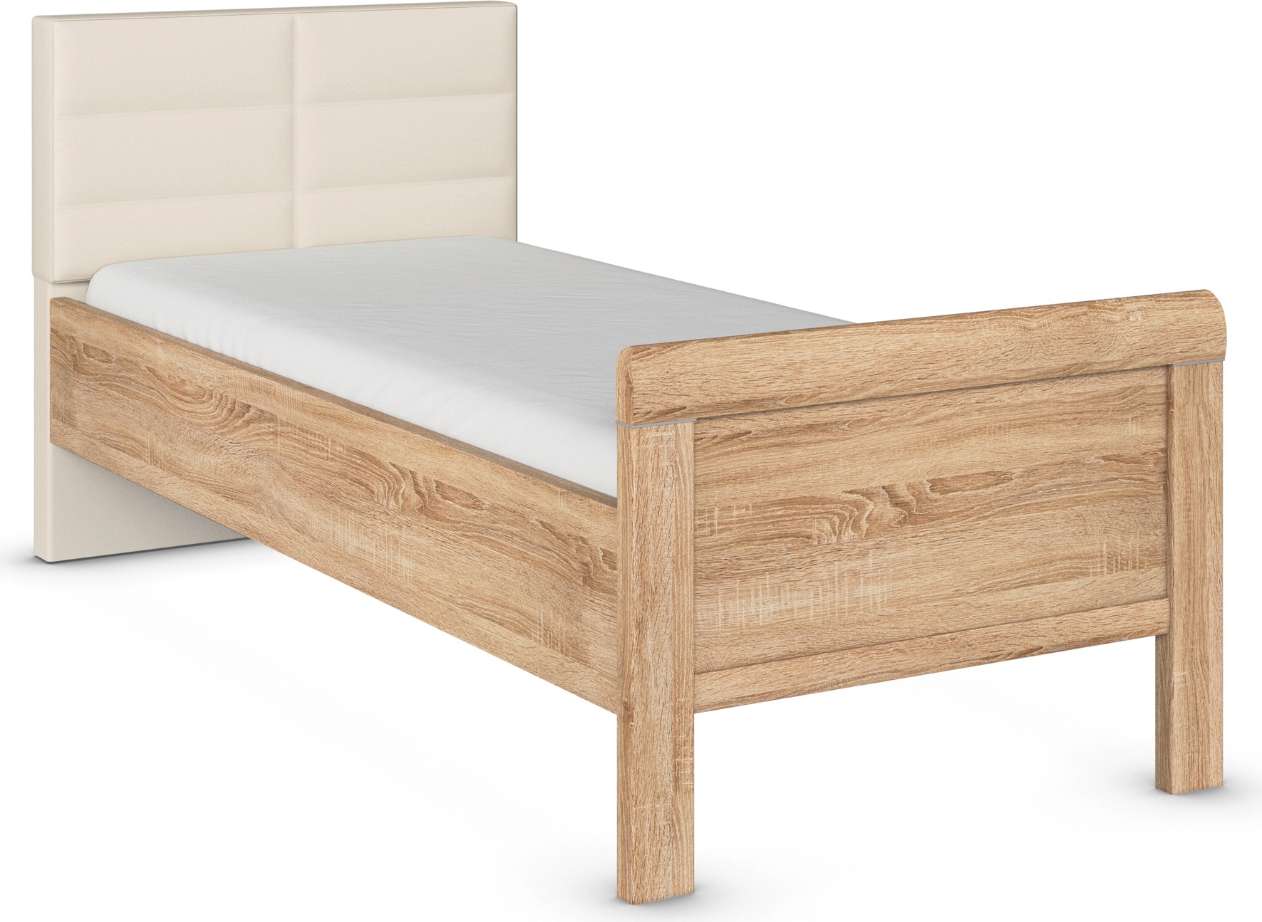 Image of rauch Bett "Bett Einzelbett Stollenbett EVELYN" in Komforthöhe mit Polsterkopfteil in elegantem Stil MADE IN GERMANY