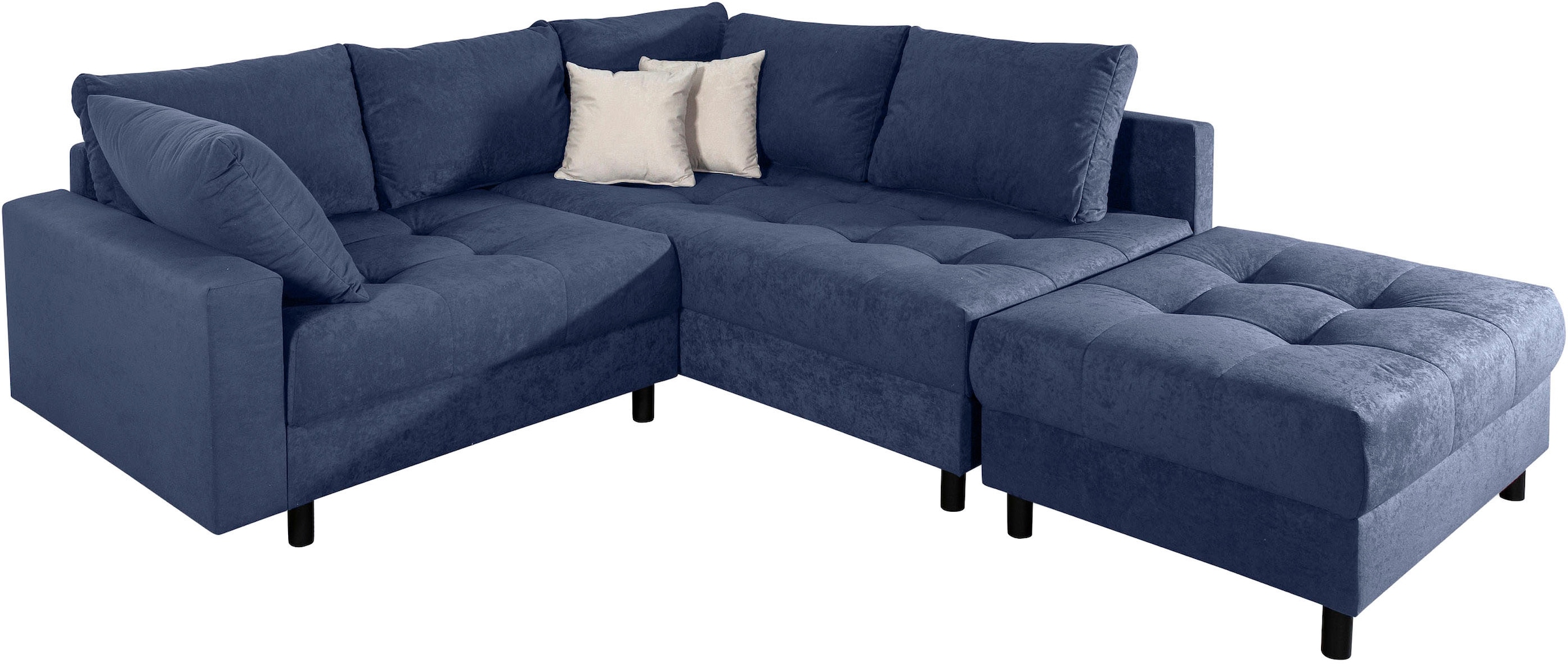 COLLECTION AB Ecksofa »Toni L-Form, B: 215 cm« mit Hocker & 2 Zierkissen, Federkern