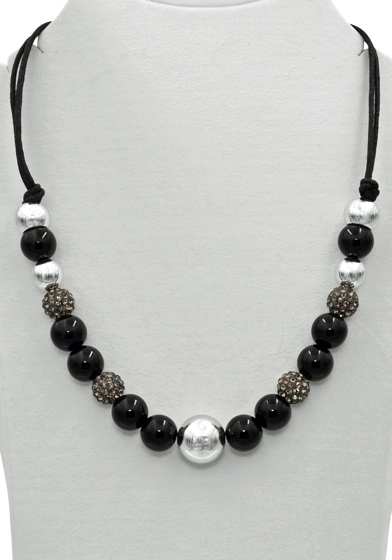 Firetti Kette ohne Anhänger "im verschiedenen Look aneinander gereiht" mit Glassteinen - mit Kunststoffperle