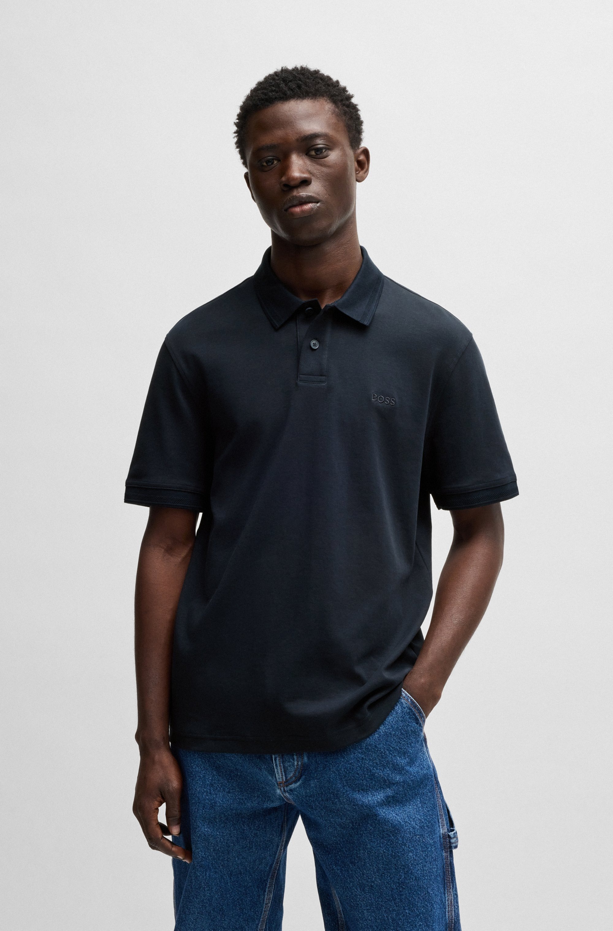 Image of BOSS ORANGE Poloshirt "Pe Interlock" aus Baumwoll-Piqué mit Logo-Print Regular