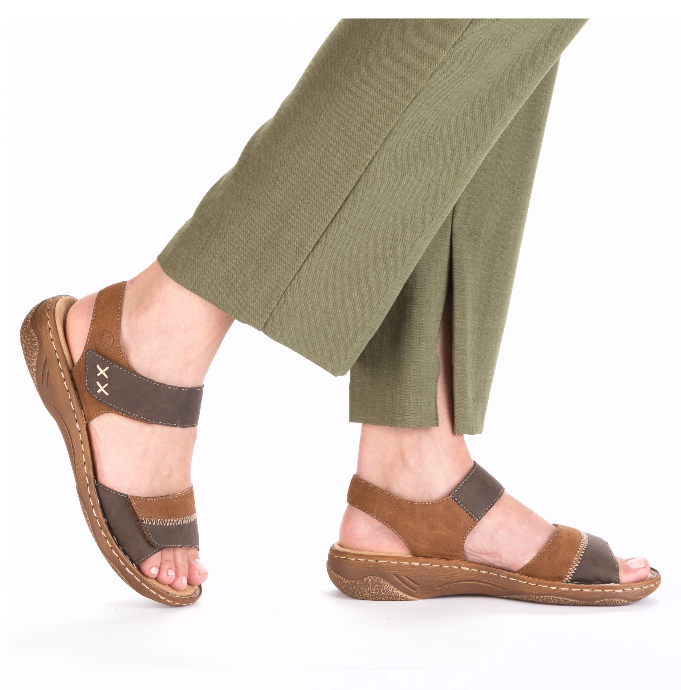 Rieker Sandale  Riemchensandale, Sommerschuh, Sandalette, Klettschuh mit Keilabsatz