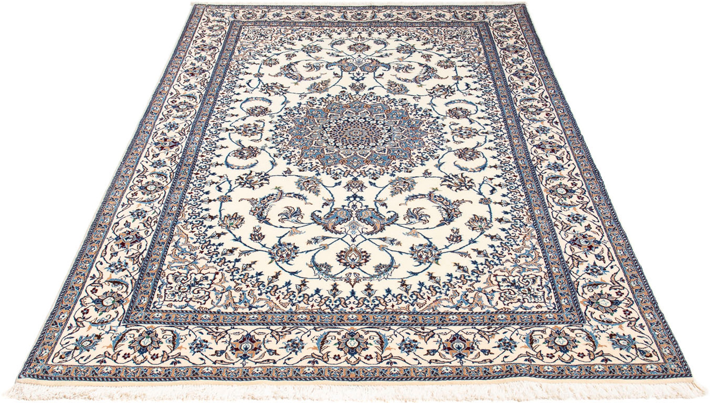 Image of morgenland Orientteppich »Perser - Nain - Premium - 205 x 128 cm - beige«, rechteckig, 6 mm Höhe, Wohnzimmer, Handgeknüpft, Einzelstück mit Zertifikat bei Ackermann Versand Schweiz