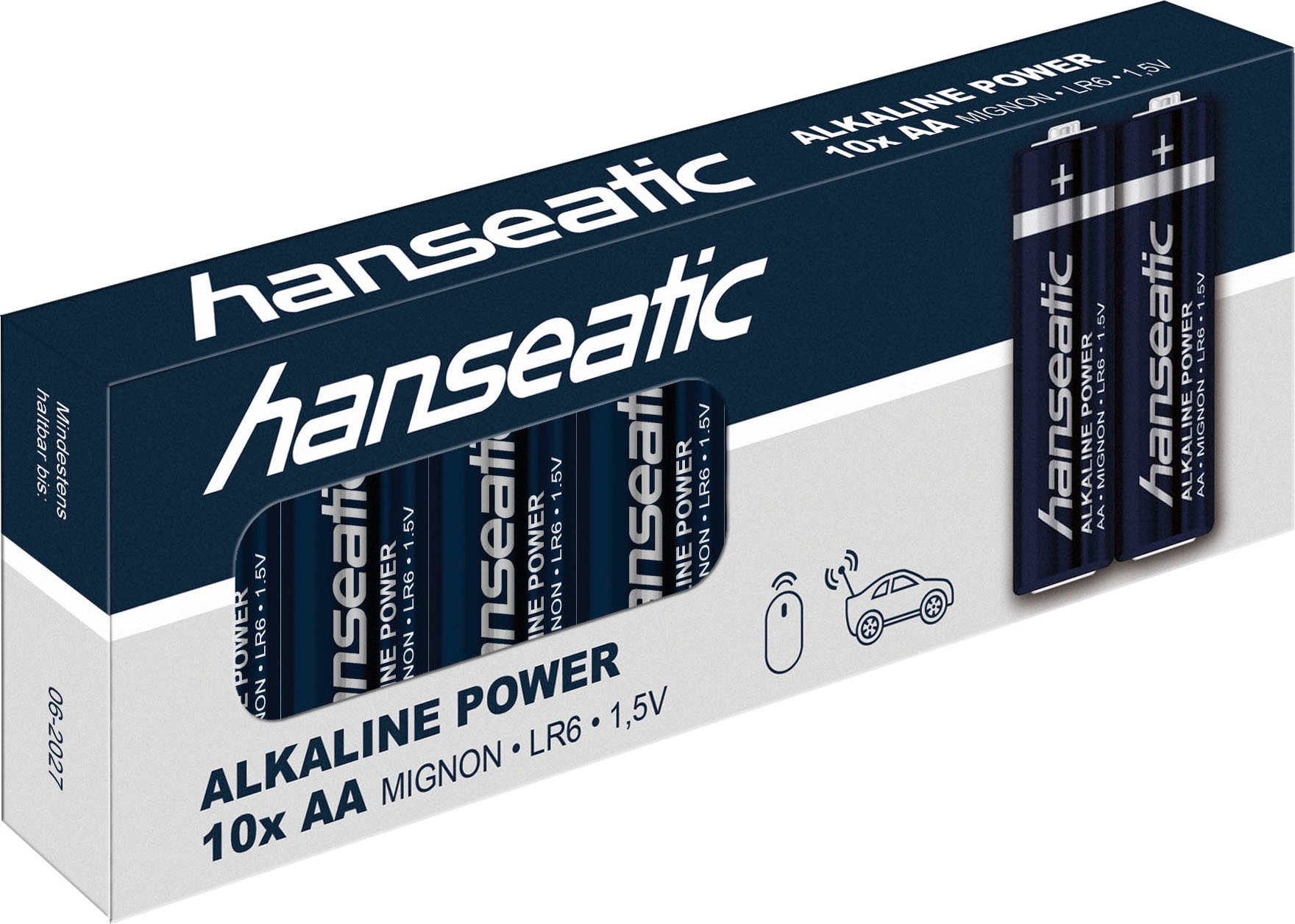 Hanseatic Batterie »40er Pack Alkaline Power, AA Mignon«, LR06, (Packung, 40 St.), bis zu 5 Jahren Lagerfähigkeit