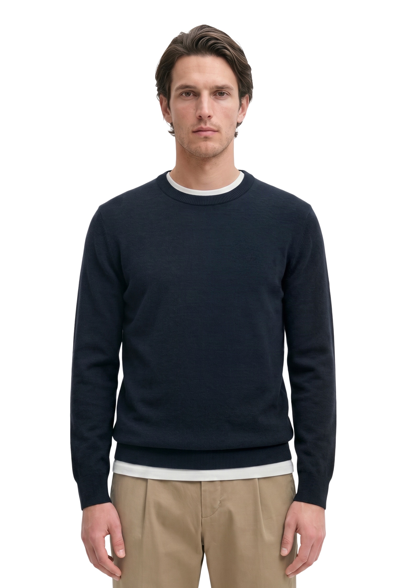 Image of Marc OPolo Rundhalspullover regular aus softem Bio-Bauwoll-Schurwoll-Mix