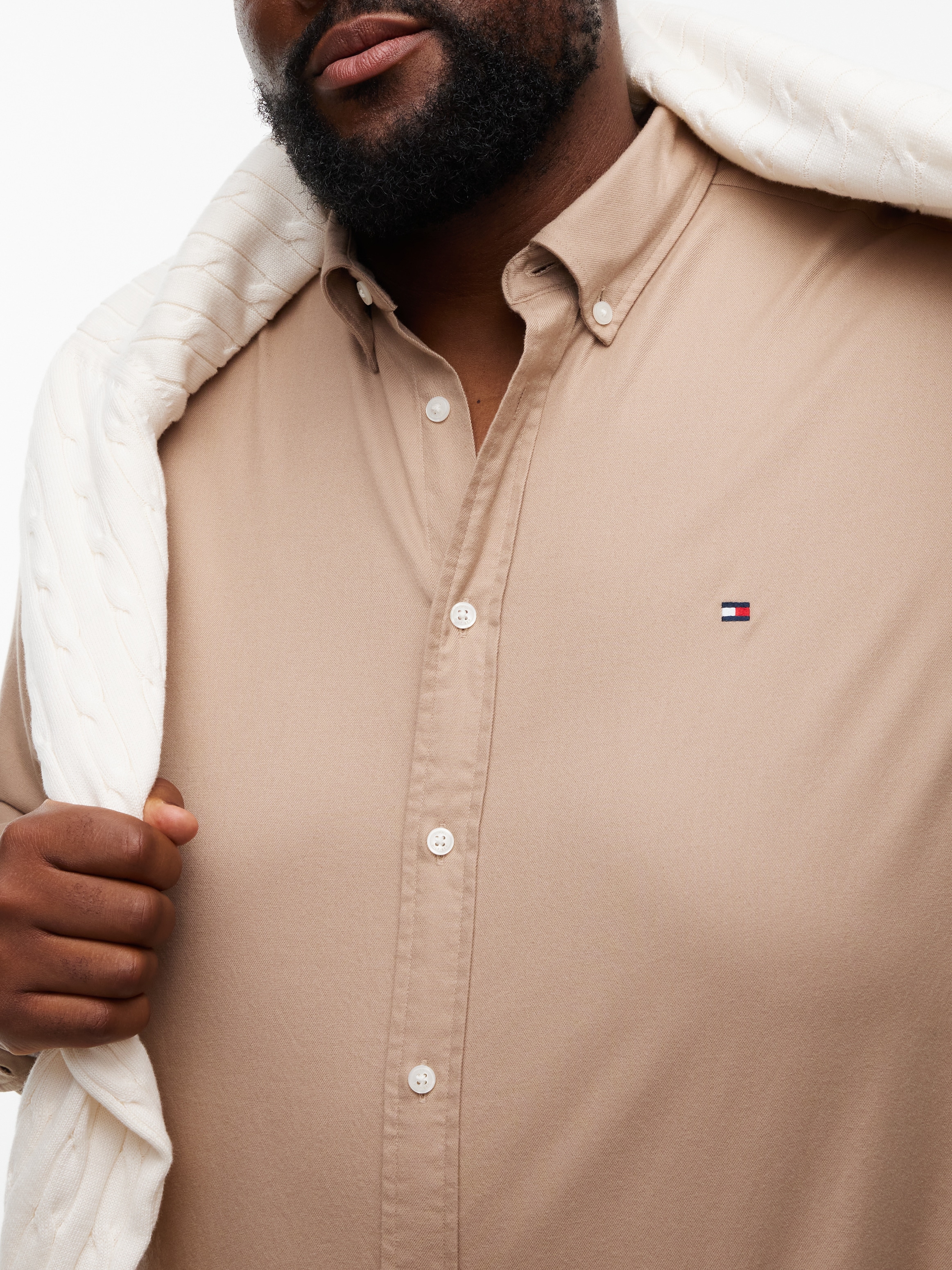 Tommy Hilfiger Big & Tall Chemise en flanelle »BT-FLEX FLANNEL SOLID REGULAR FIT« chemise à manches longues, grandes tailles, col boutonné