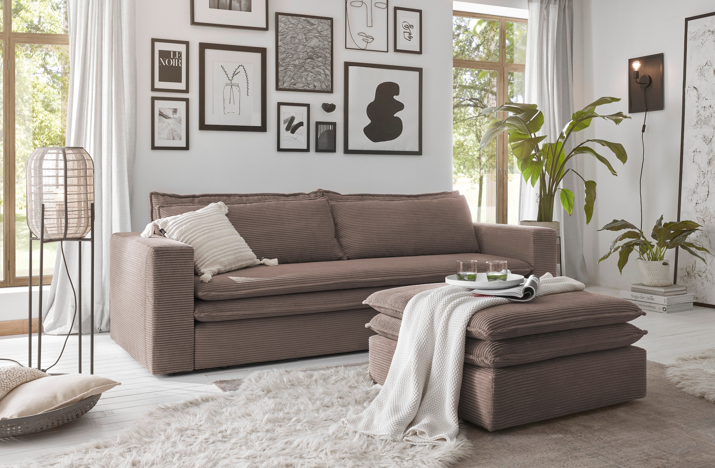 günstig Bettfunktion 3-Sitzer-Sofa tlg.), Style Places (2 kaufen und Set Loveseat-Hocker mit Sitzgruppe »PIAGGE«, im of