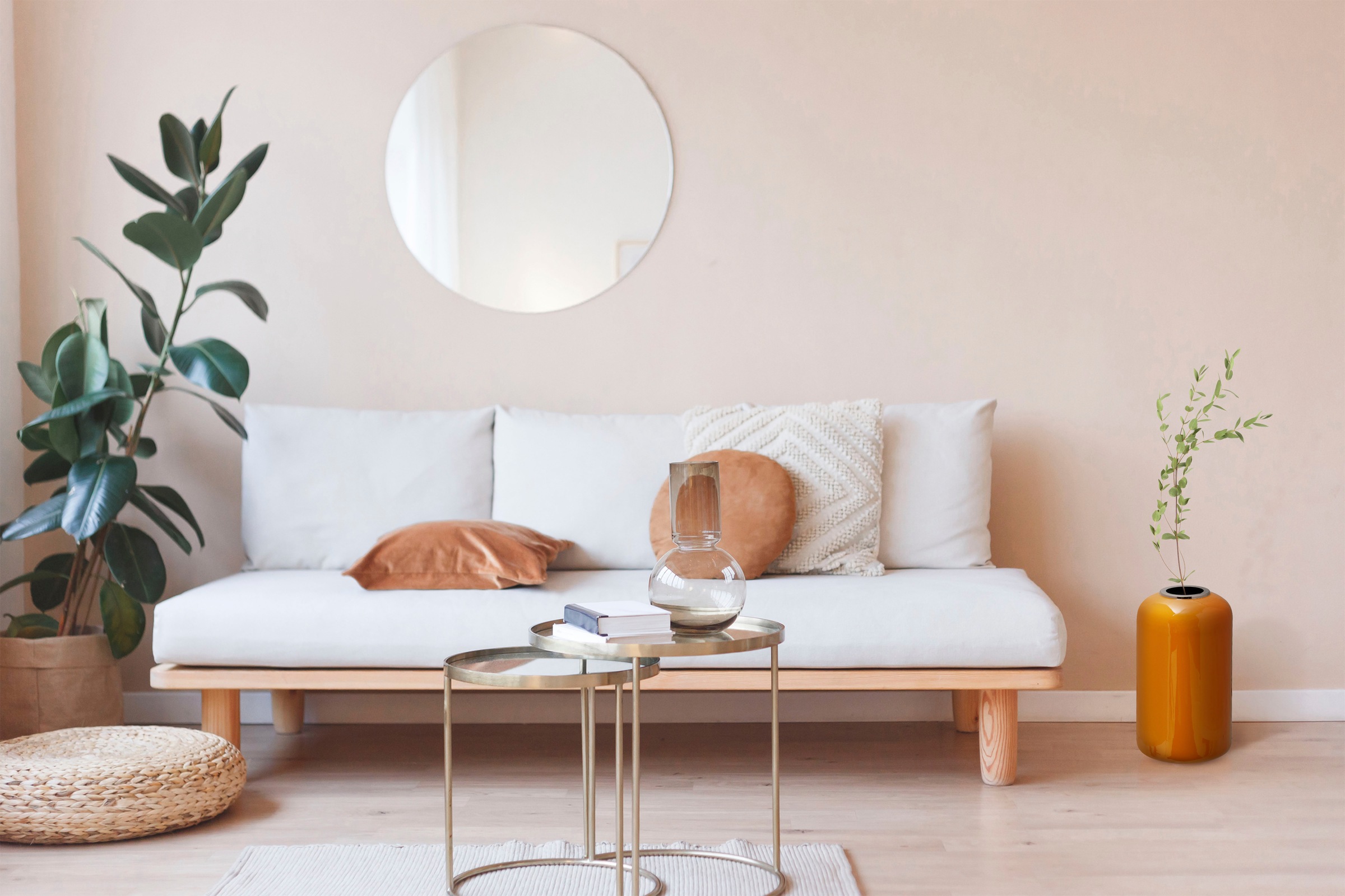 Vase Rond Design "Anita" 45cm Ocre & Argent