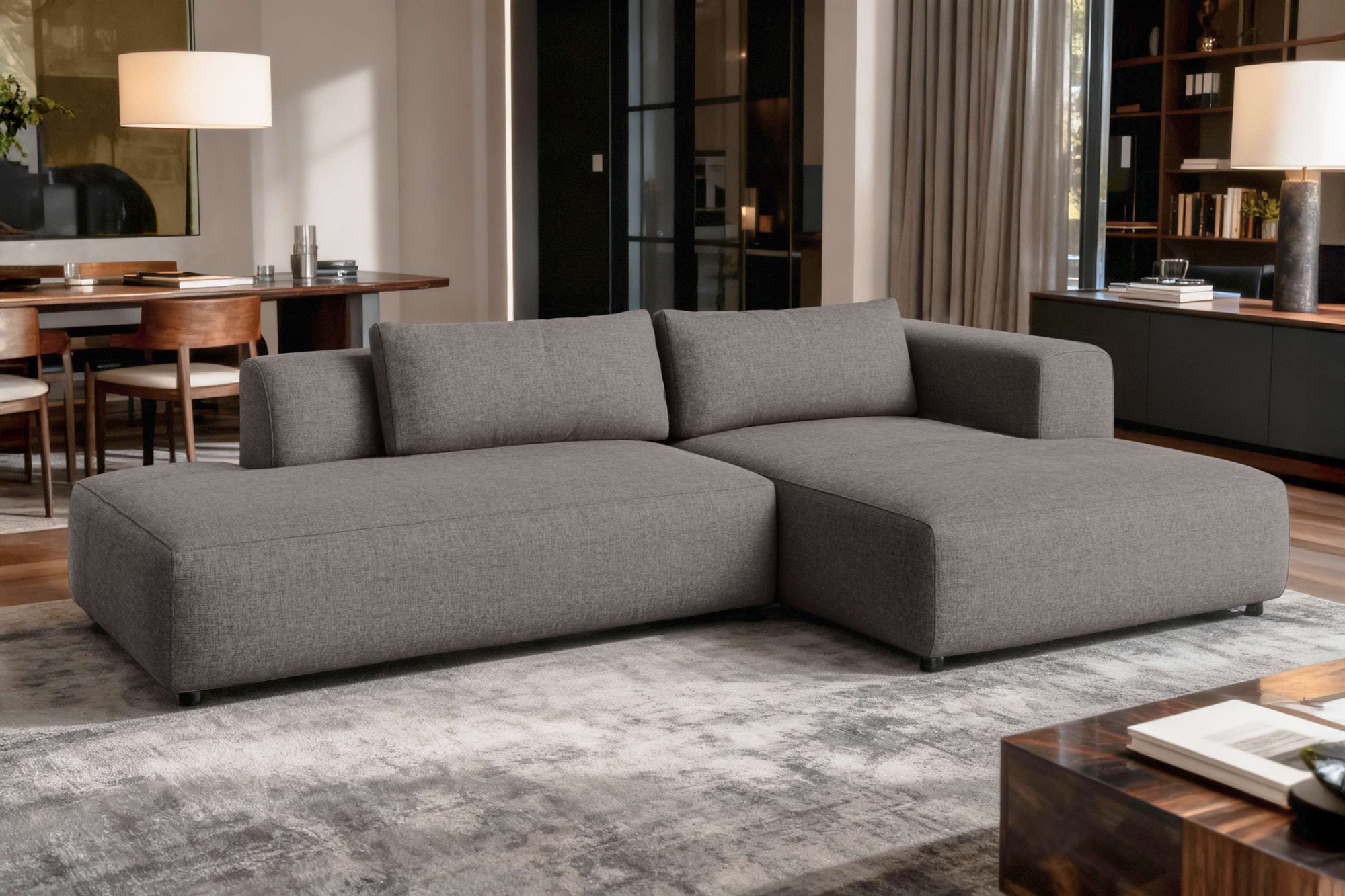 GOODproduct Ecksofa »TIARRA Design-Sofa mit Ottomane recht/links bestellbar, Breite 287 cm« L-Form mit hochelastischer Schaum und Wellenunterfederung