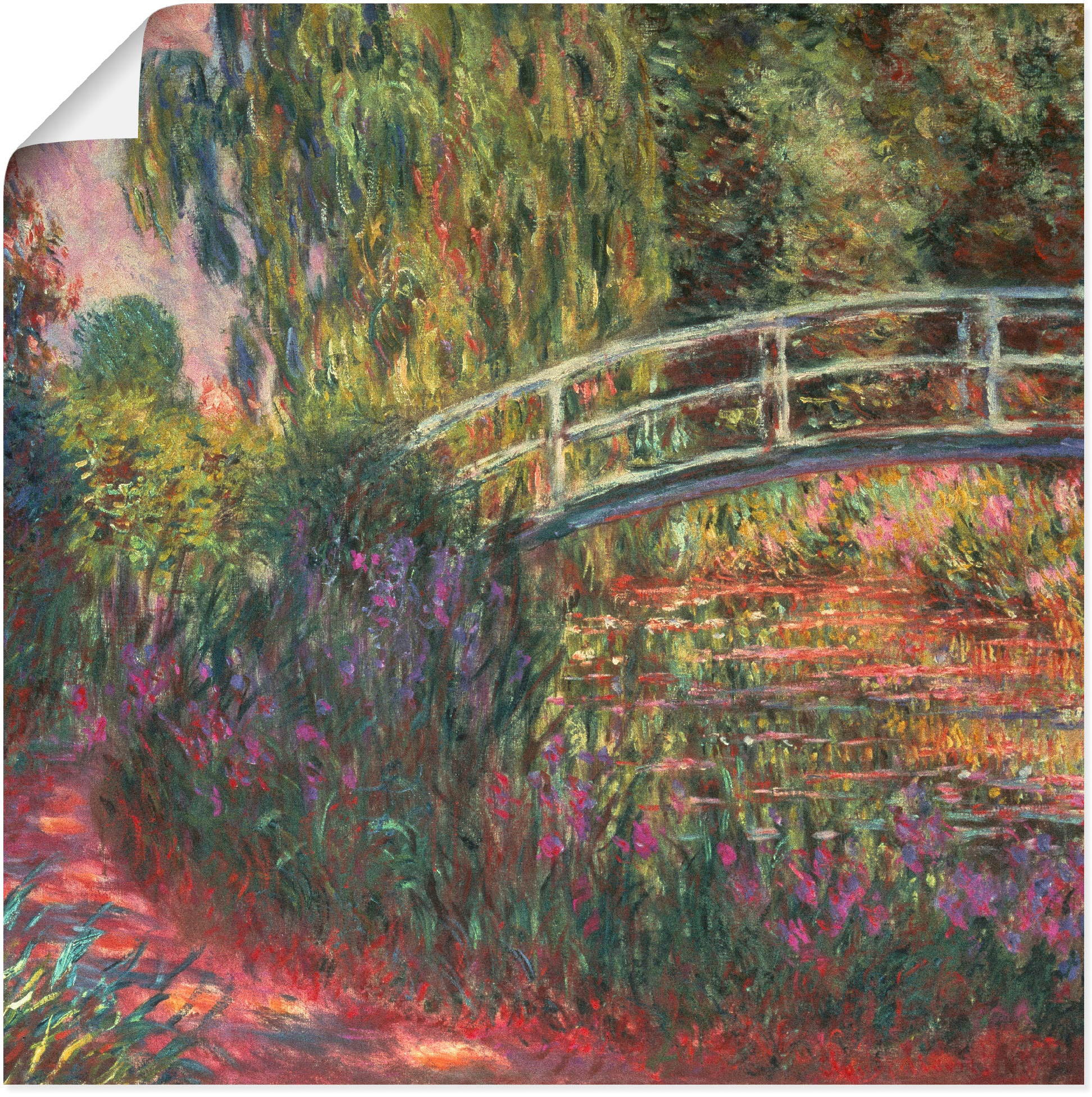 Image of Artland Wandbild »Japanische Brücke im Garten von Giverney«, Garten, (1 St.), in vielen Grössen & Produktarten - Alubild / Outdoorbild für den Aussenbereich, Leinwandbild, Poster, Wandaufkleber / Wandtattoo auch für Badezimmer geeignet bei Ackermann Versa