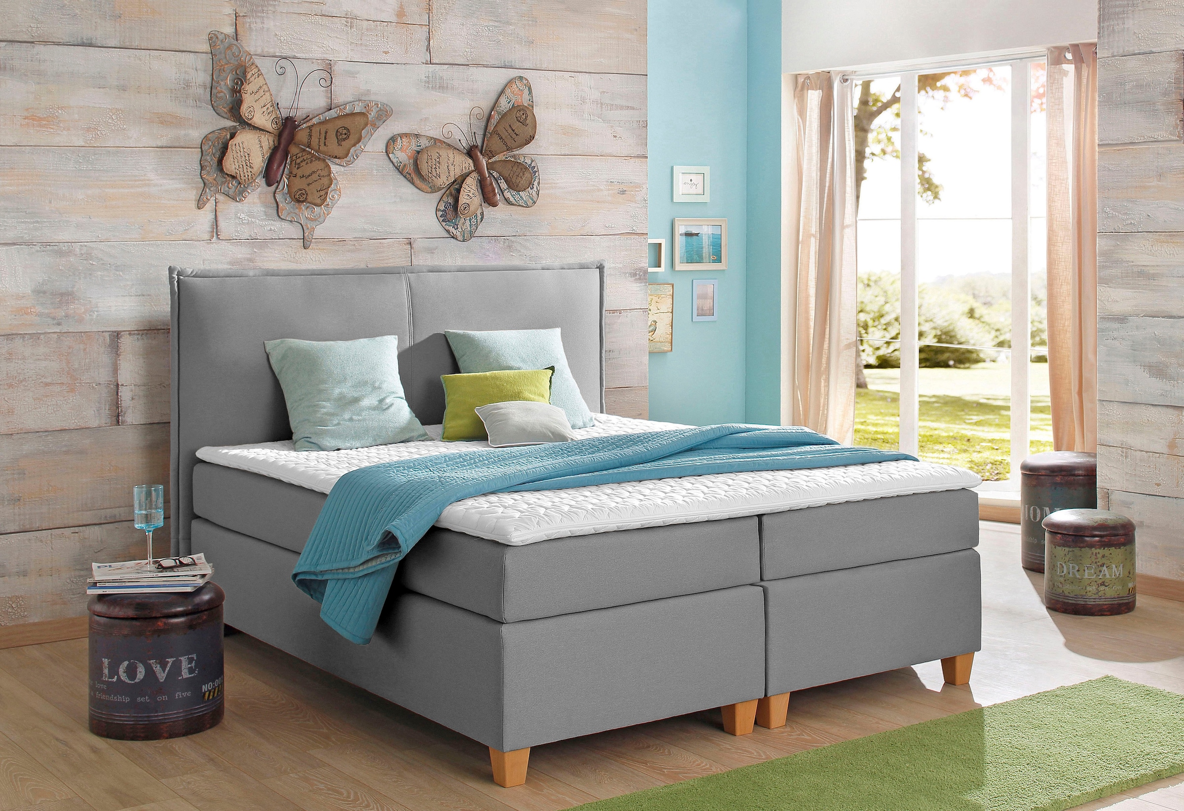 Home affaire Boxspringbett »Houssay« inkl. Topper, 5 Breiten, 2 Härtegraden auch in Überlänge 220 cm