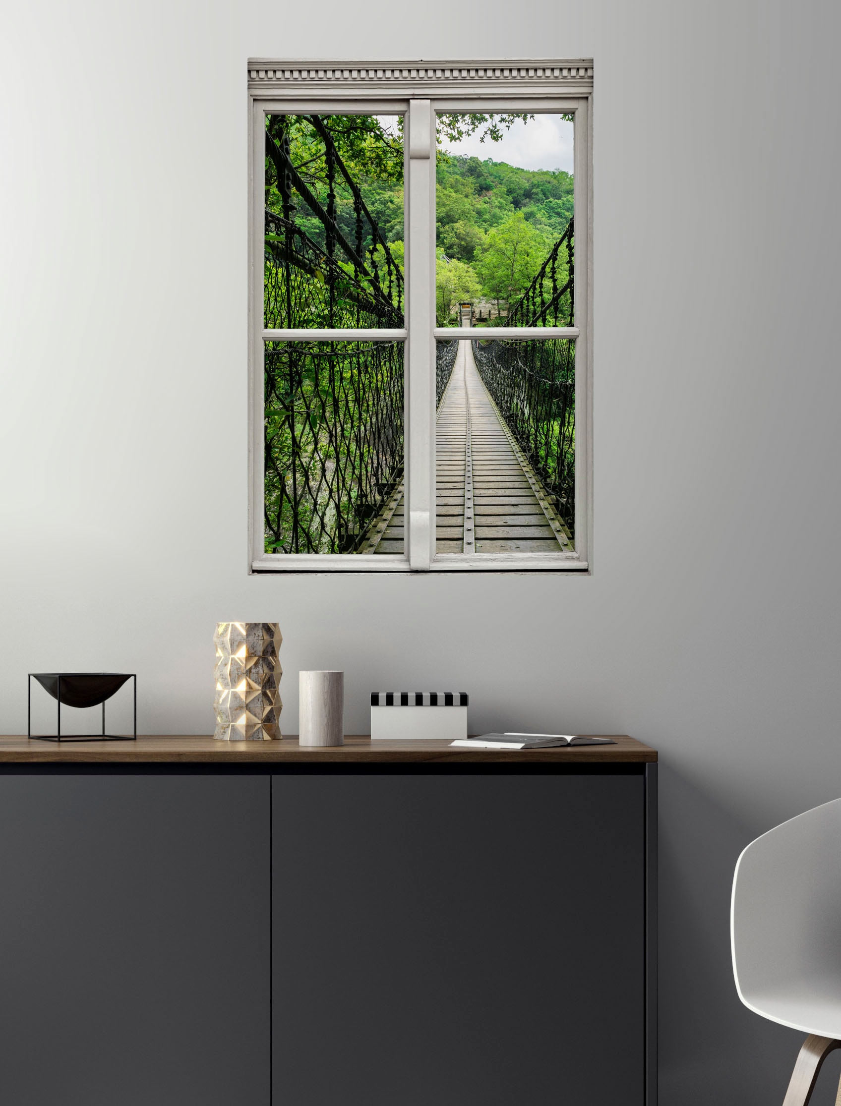 queence Wandsticker »Brücke«, Wandsticker, Wandbild, selbstklebend, 3D, Fenster