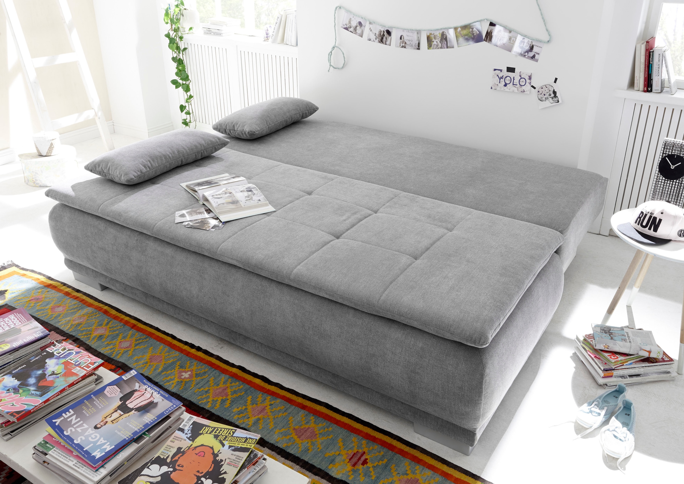 ED EXCITING DESIGN Schlafsofa »Luigi«, mit Bettkasten & 2 Armlehnenkissen