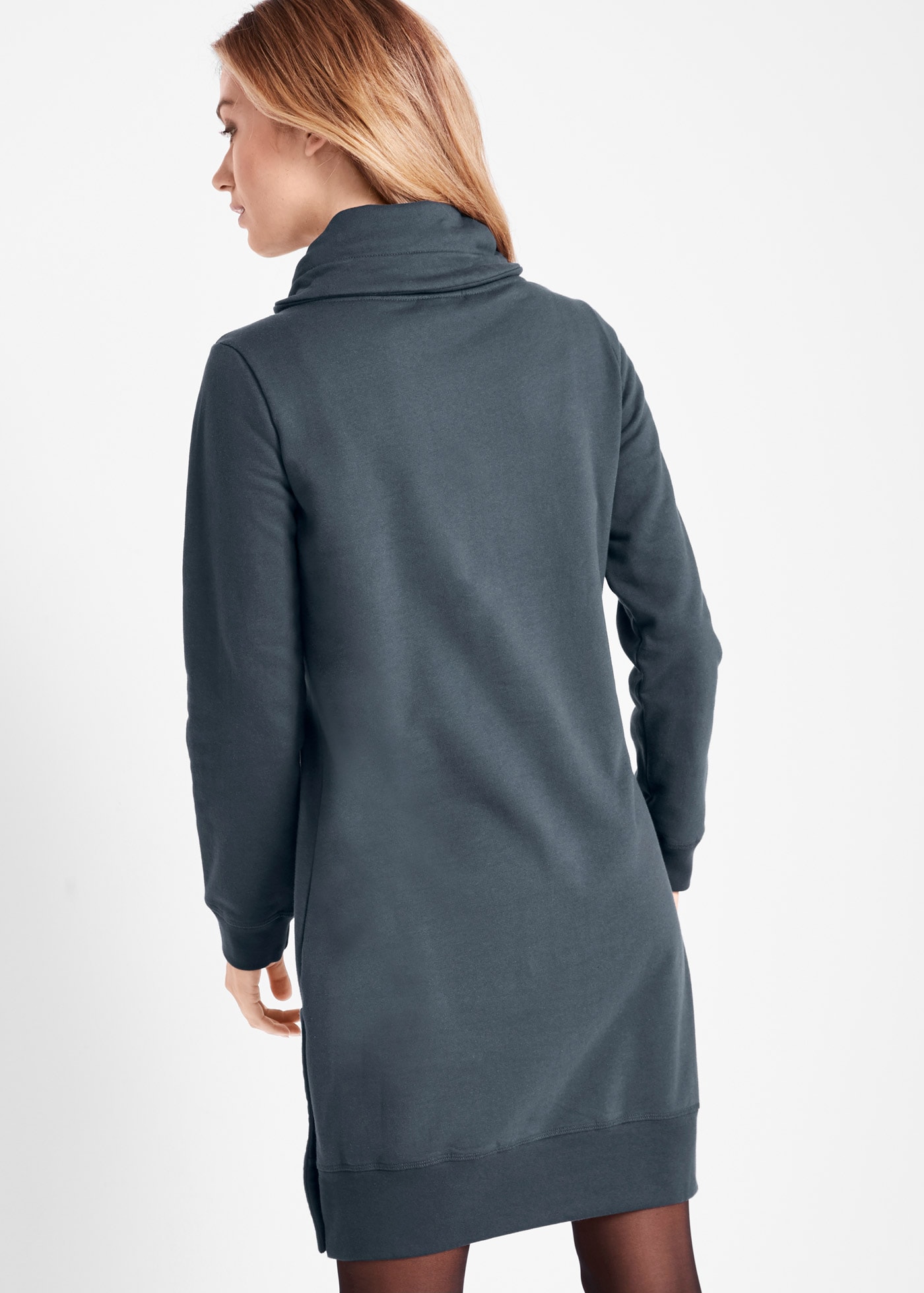 bonprix Robe en sweat »Sweatkleid aus reiner Baumwolle« aus Baumwolle, bequeme Passform, mit Tunnelzug, hoher Stehkragen