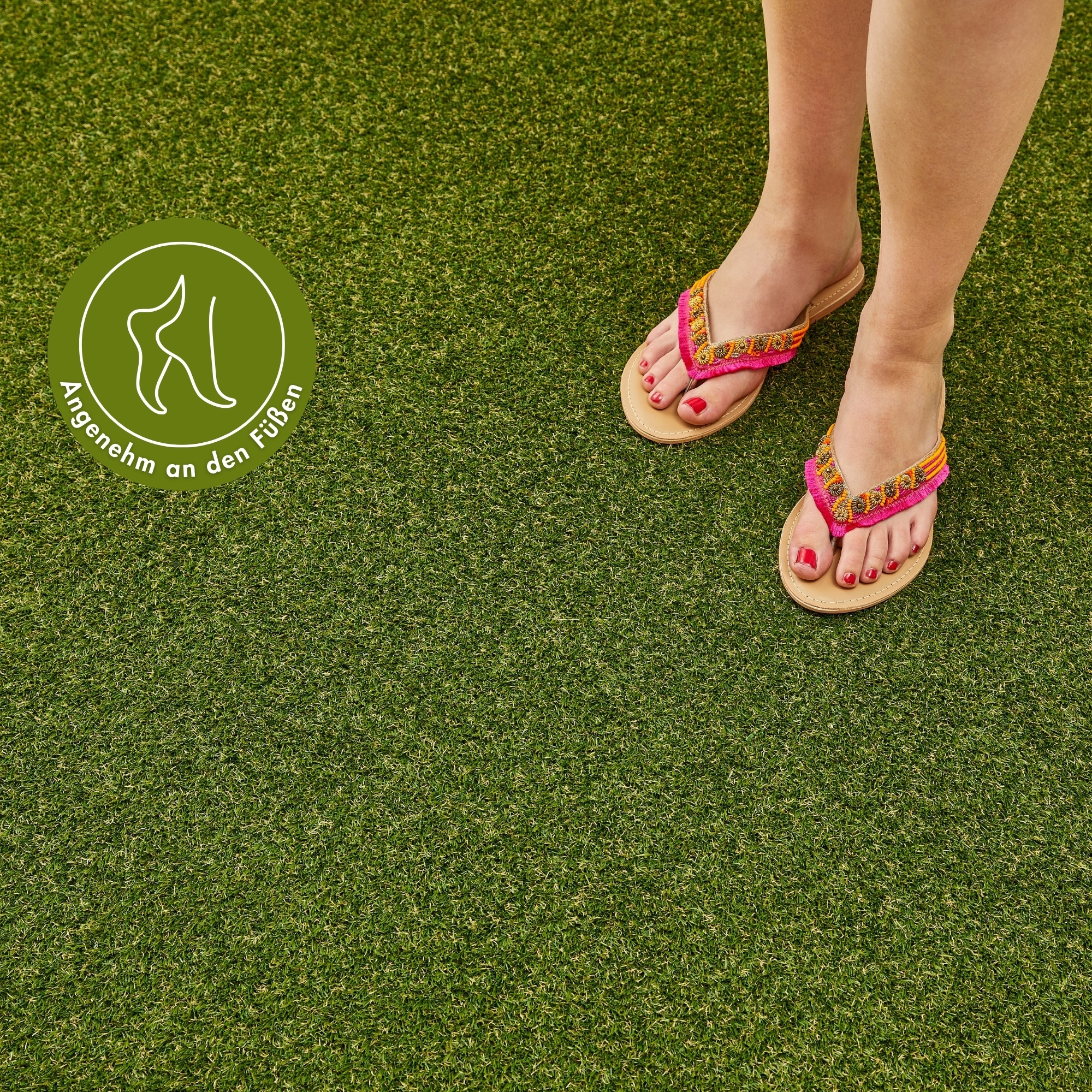 Andiamo Gazon synthétique »Rasenteppich Jever« Rectangulaire 20 mm Höhe natürliche Optik, mit Drainagefunktion, für Balkon, Terrasse & Garten