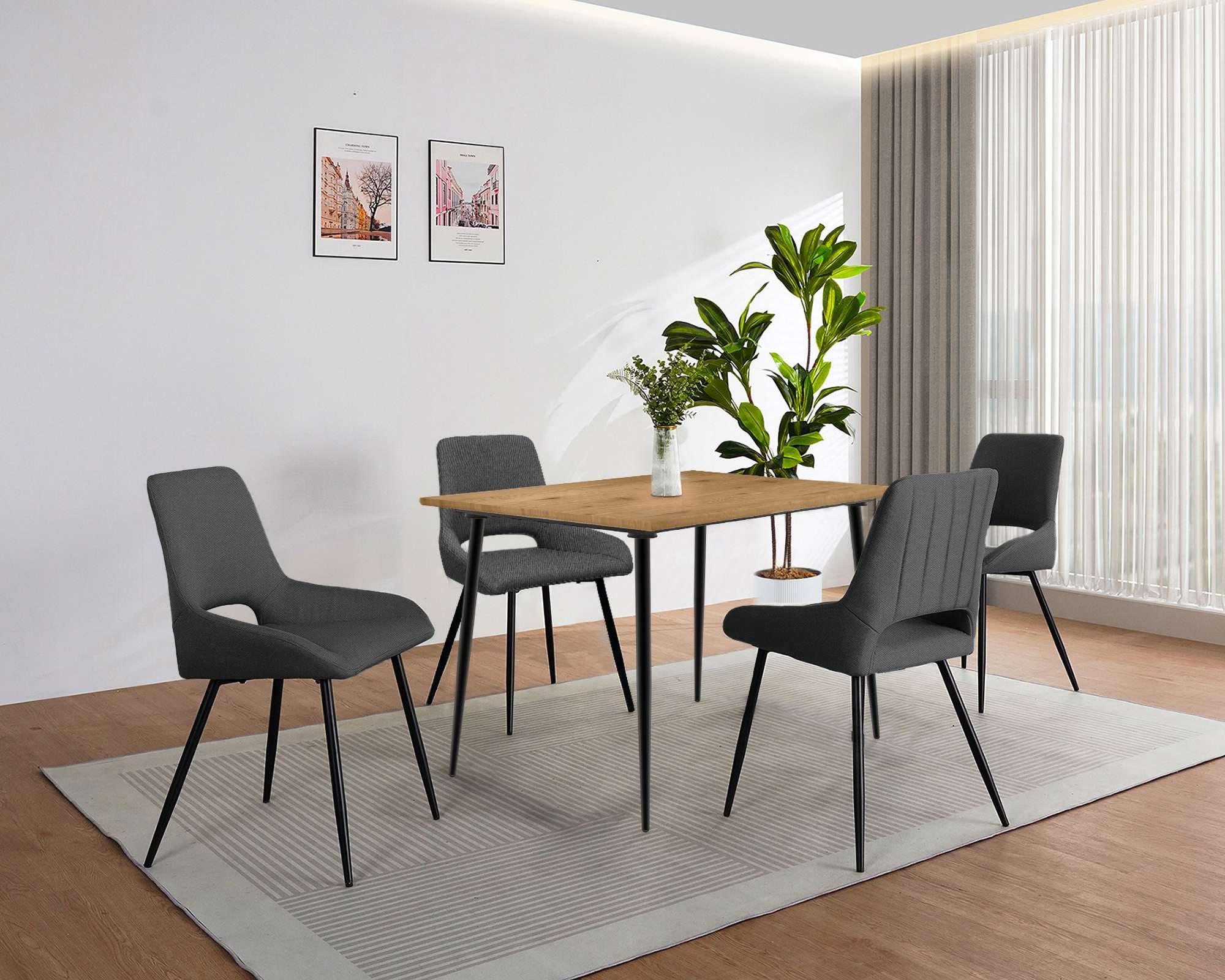 GOODproduct Table de salle à manger »Danny« avec pieds métalliques laqués poudre, Ø 38 mm