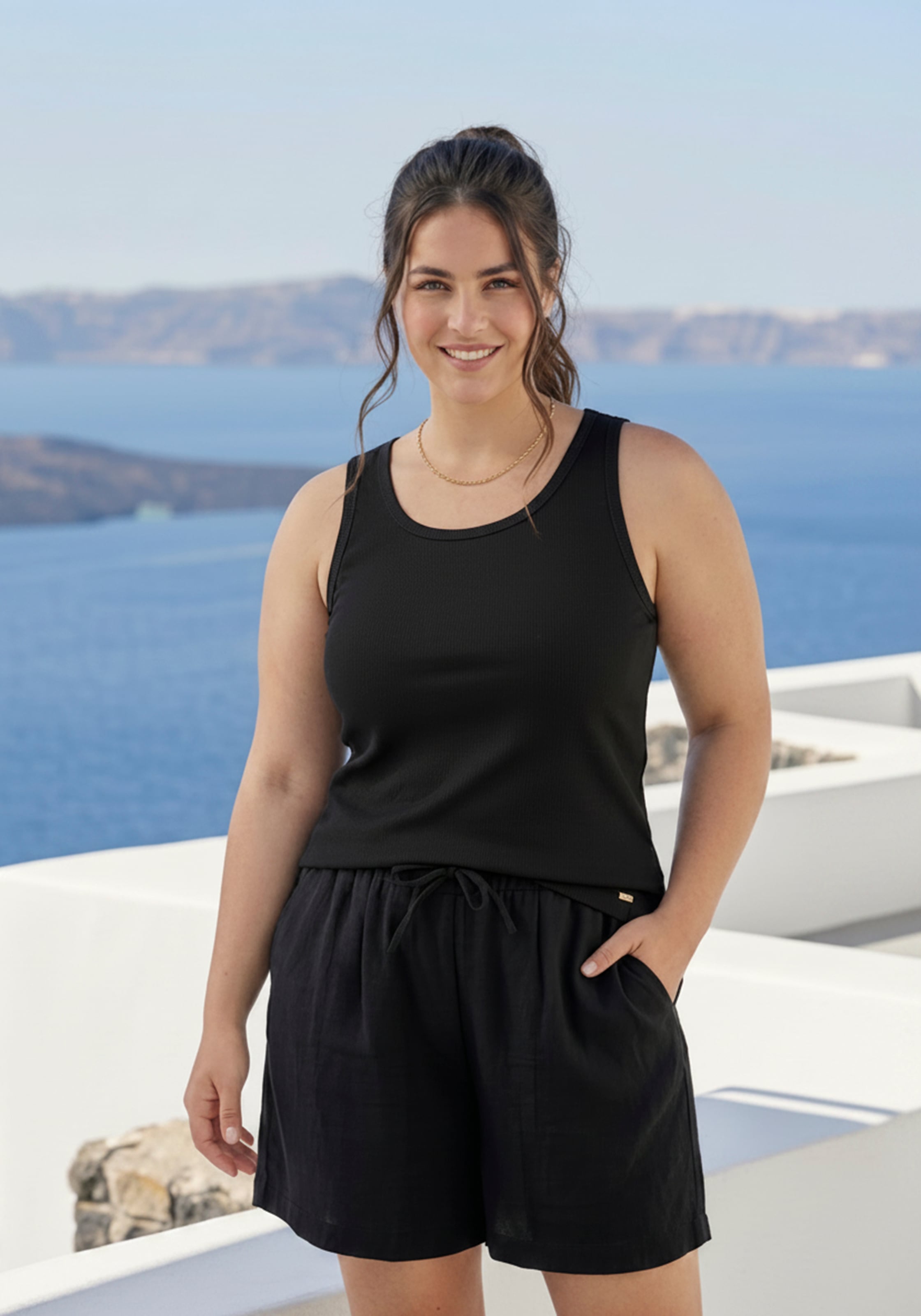 Image of Laura Scott CURVE Tanktop "Grosse Grössen" figurbetonte Passform, aus Viskose und Elasthan, in Rippware