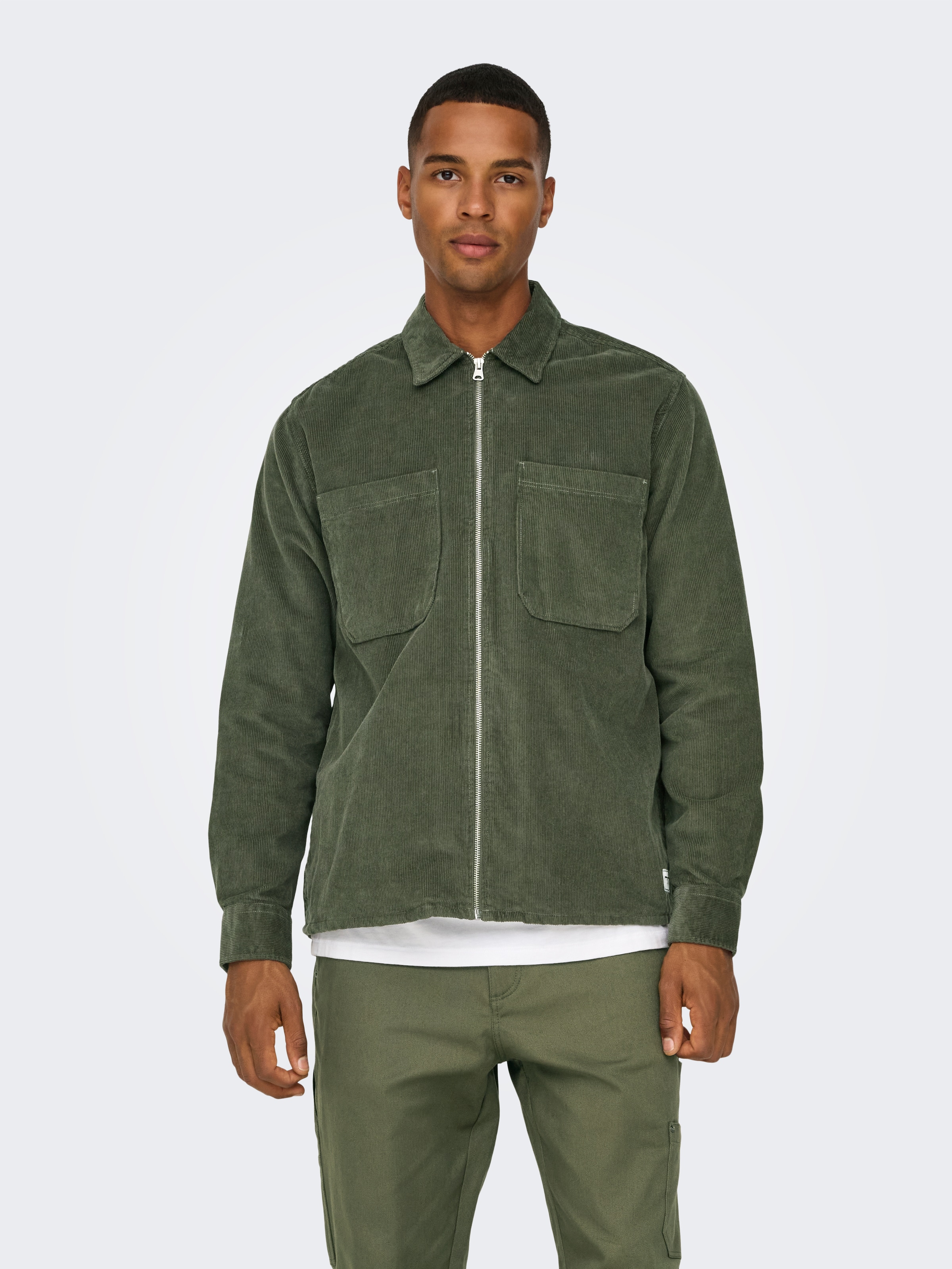 ONLY & SONS Langarmhemd »ONSALP 14W RLX 2PKT WASHD CORD LS ZIP«