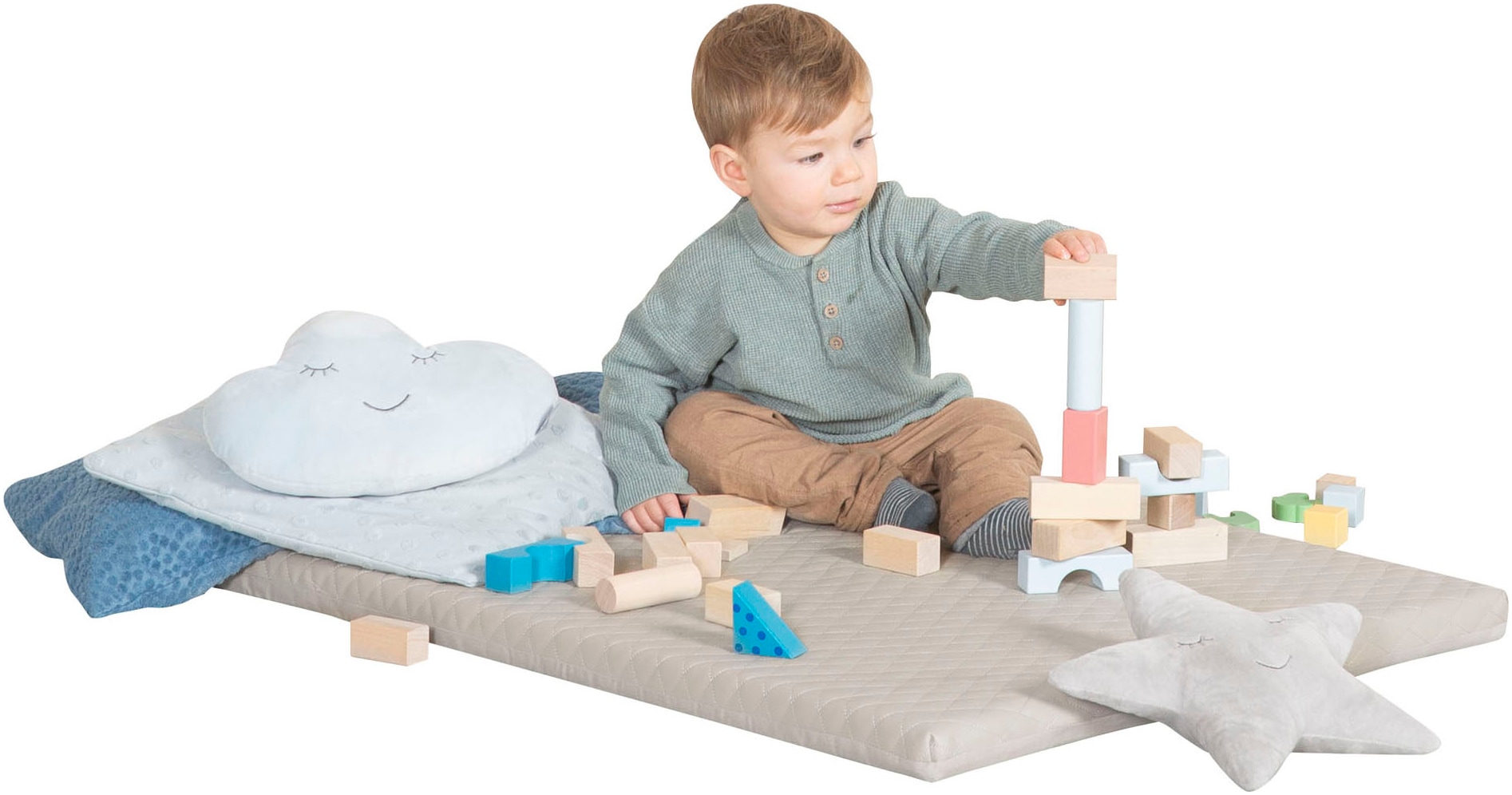 roba® Spielmatte »Luxe, Greyish gesteppt, 78 x 100 cm« Passend für Kletterdreieck sowie Indoor-Kletterturm