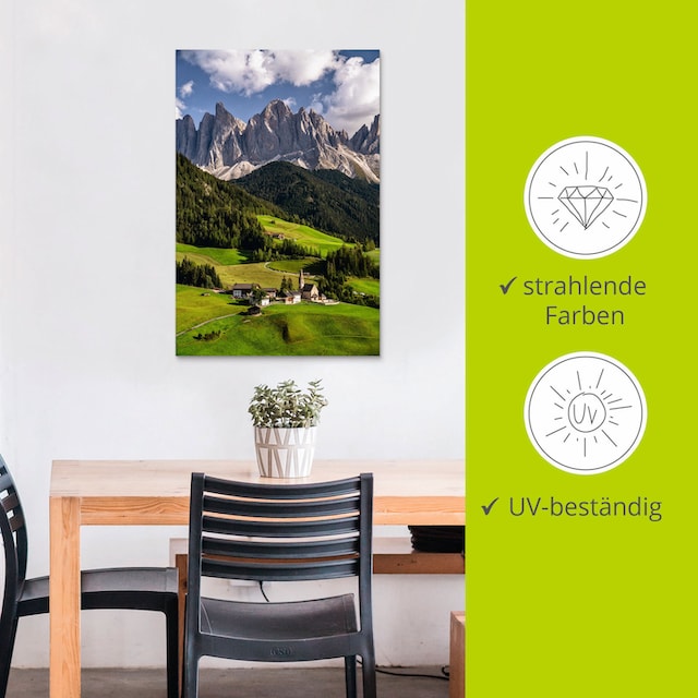Artland Wandbild »Sommer in Südtirol in den Dolomiten«, Berge &  Alpenbilder, (1 St.), als Alubild, Leinwandbild, Wandaufkleber oder Poster  in versch. Grössen günstig kaufen