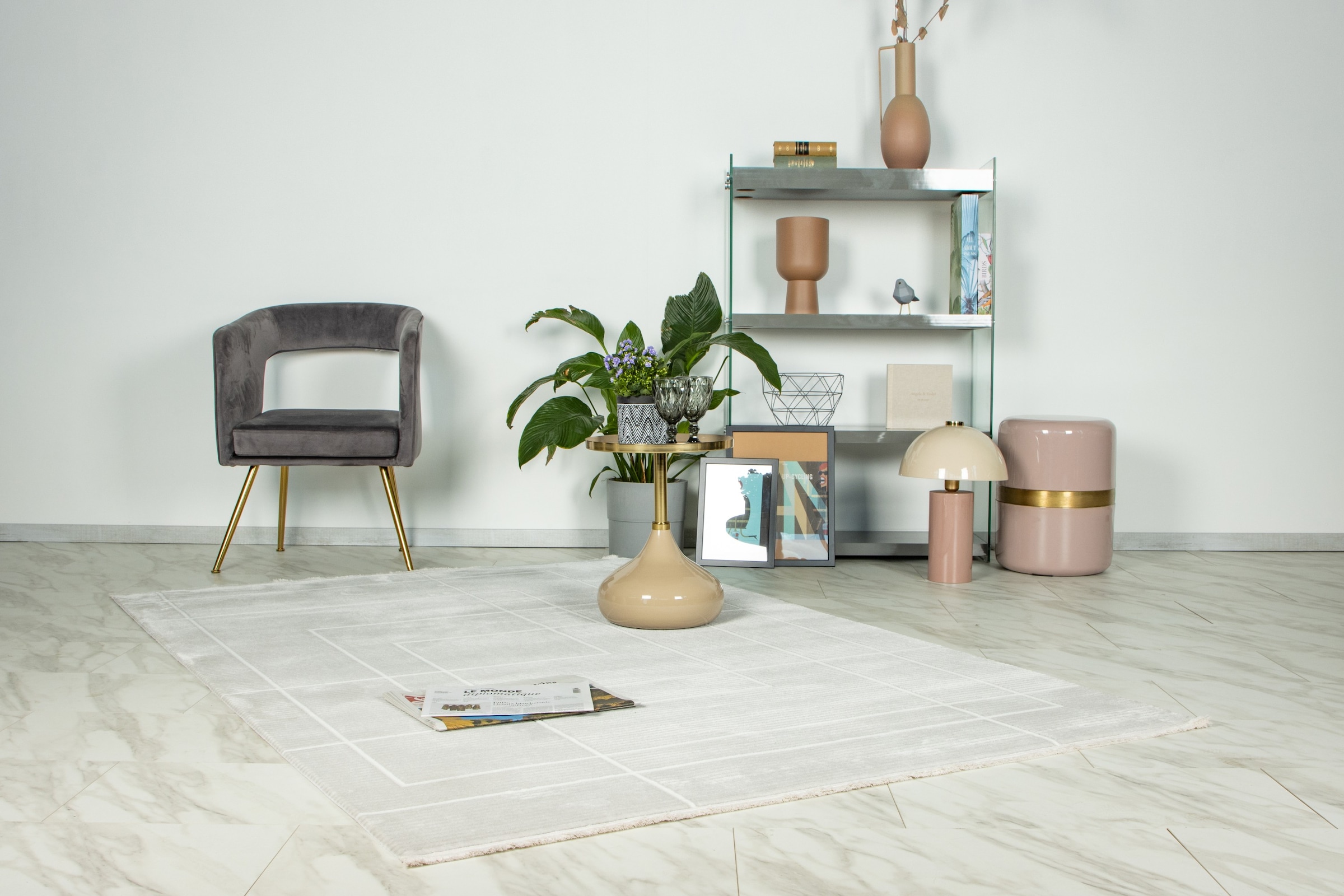 Kayoom Teppich »Stage 125« rechteckig 11 mm Höhe weicher Kurzflor, Hoch Tief Struktur, Wohnzimmer