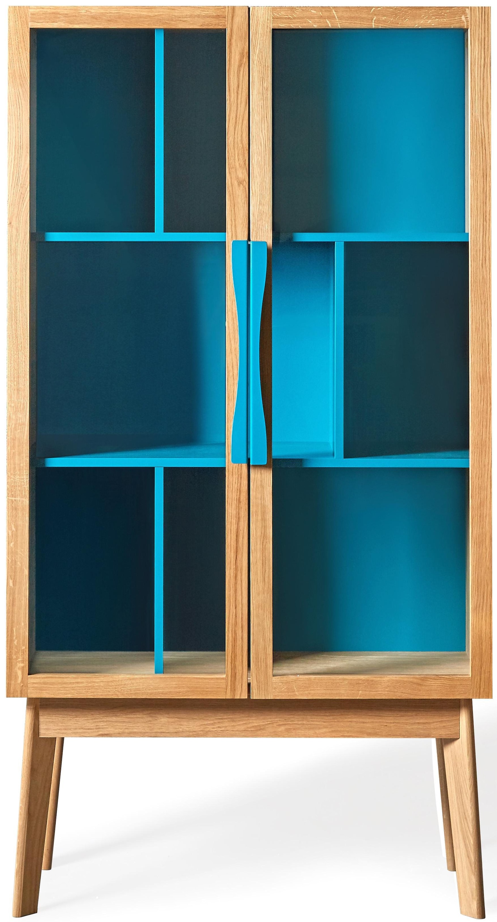 Image of Woodman Bücherregal "Hilla" Breite 88 cm, Türen mit Glaseinsätzen, Holzfurnier aus Eiche, FSC