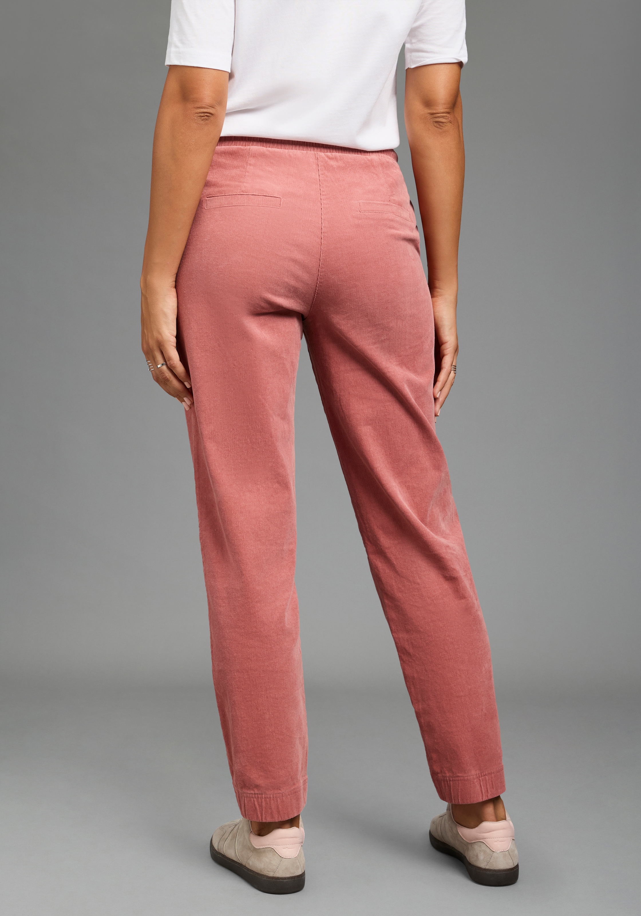 Laura Scott Pantalon en velours côtelé  coupe droite, longueur cheville, aspect uni