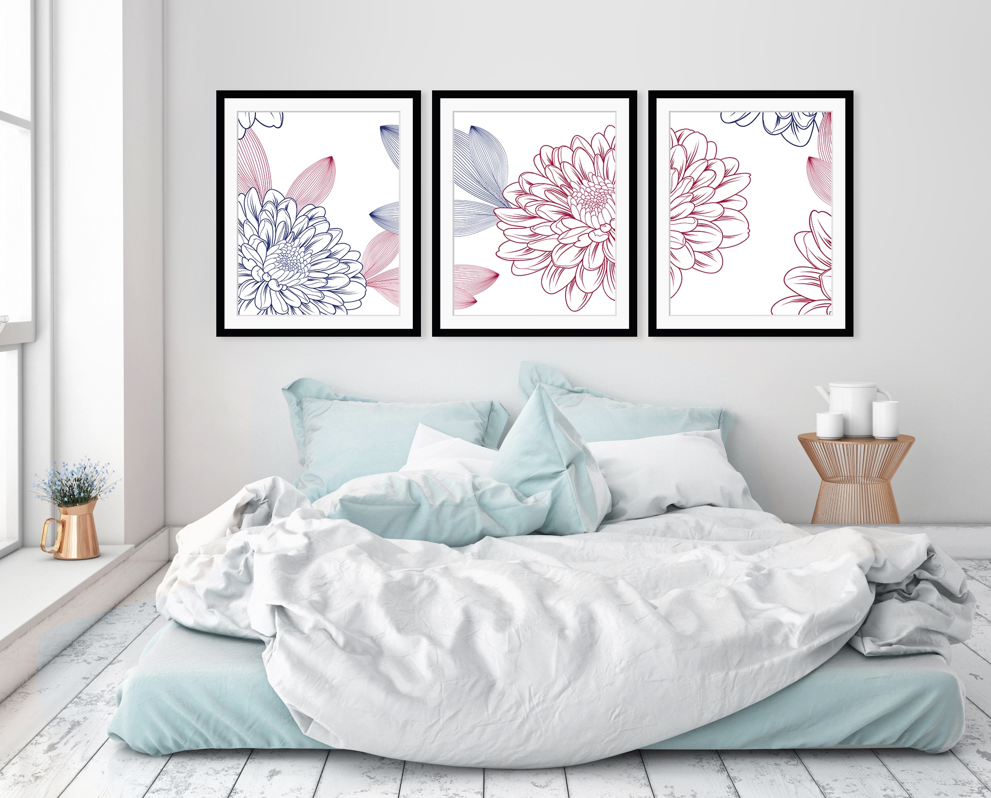 Image of queence Bild "Lia" Blumen Kunst Pflanzen Pflanzenbilder Set, Blumen, gerahmt