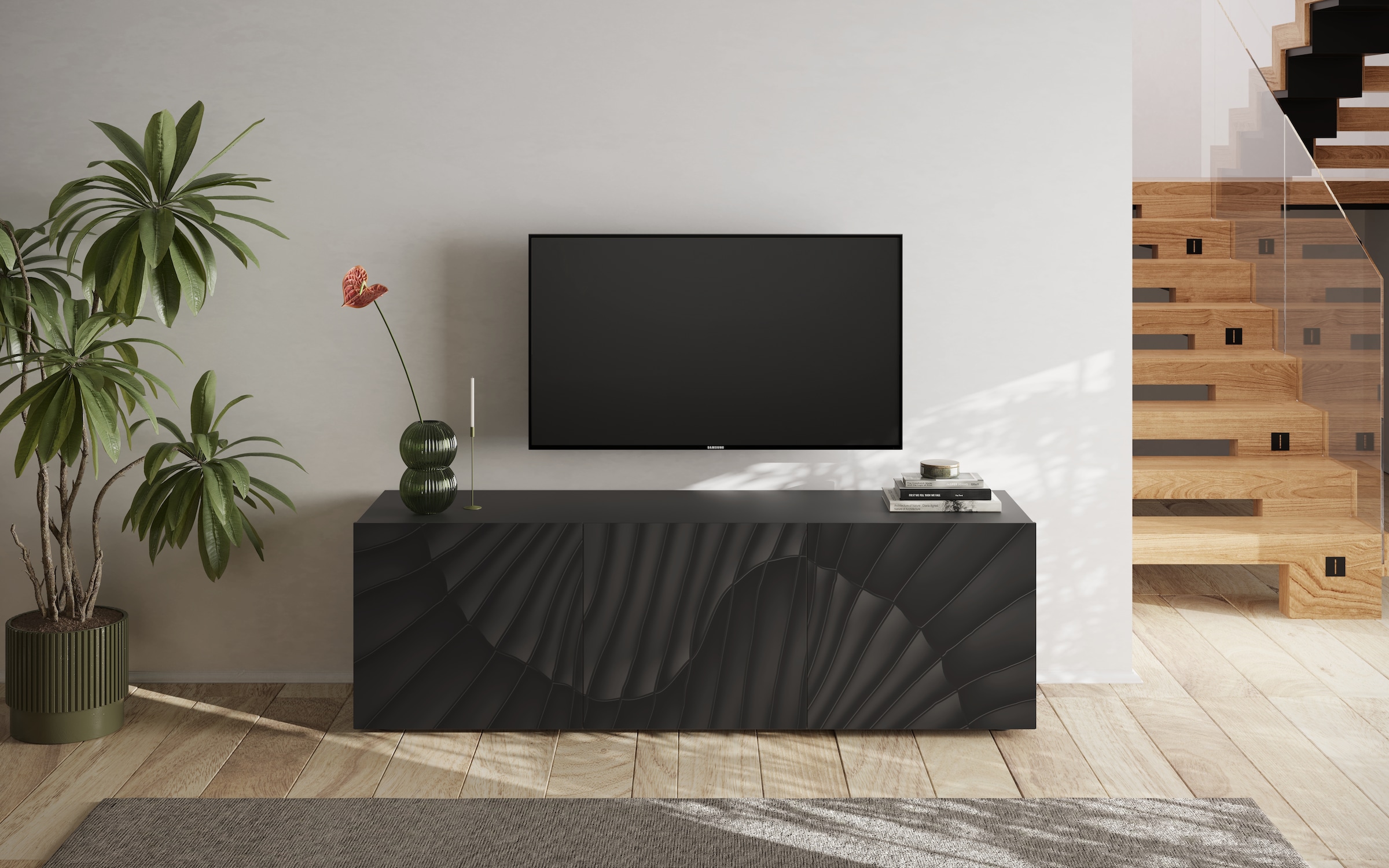 INOSIGN Lowboard »Snake Breite 181 cm, modernes TV-Board mit 3 Türen, TV-Möbel,«, TV-Kommode, TV-Schrank, Front mit besonderem Siebdruck