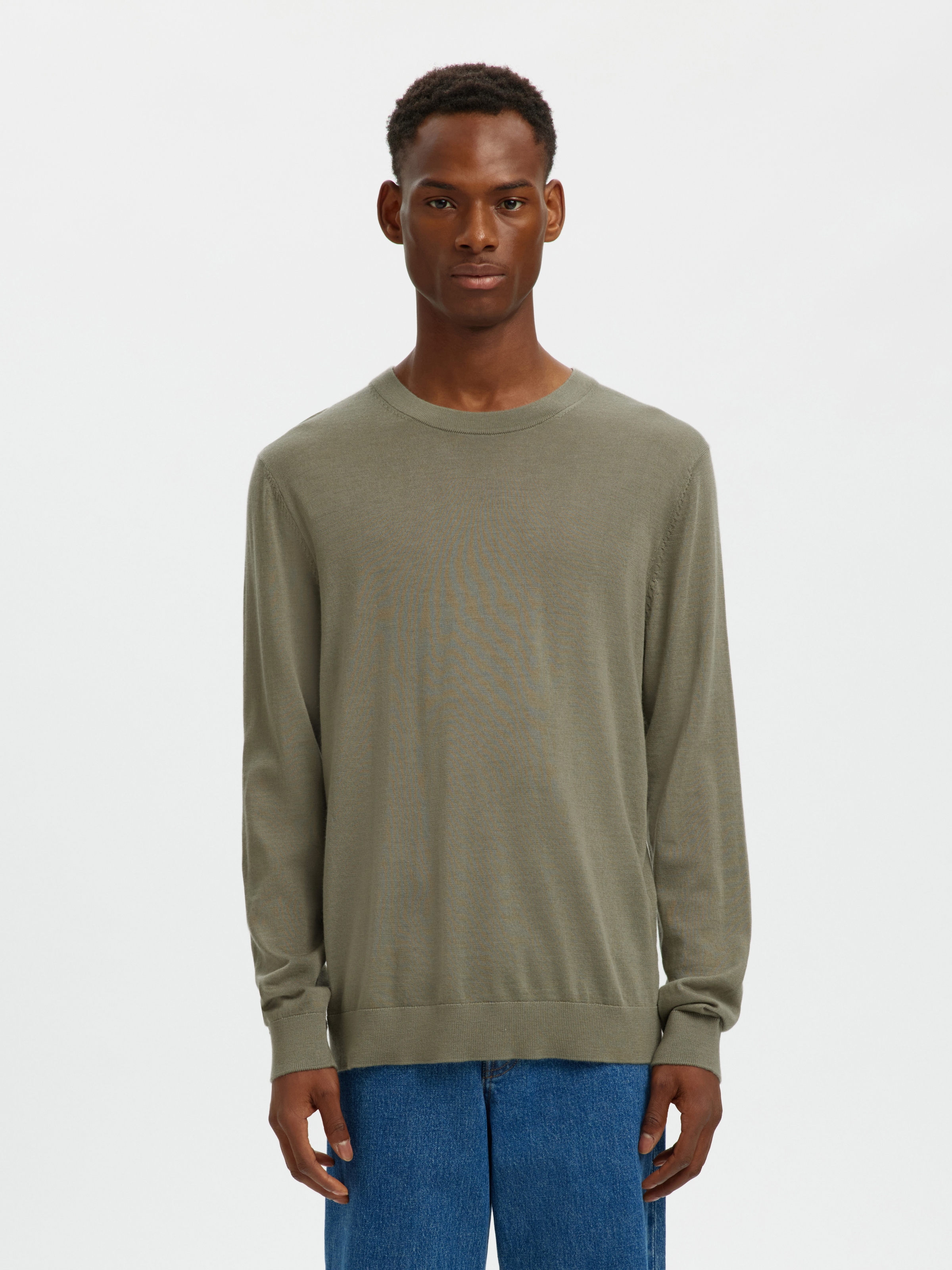 SELECTED Strickpullover »SLHTRAY LS KNIT MERINO CREW NECK NOOS« Wolle, regular fit
